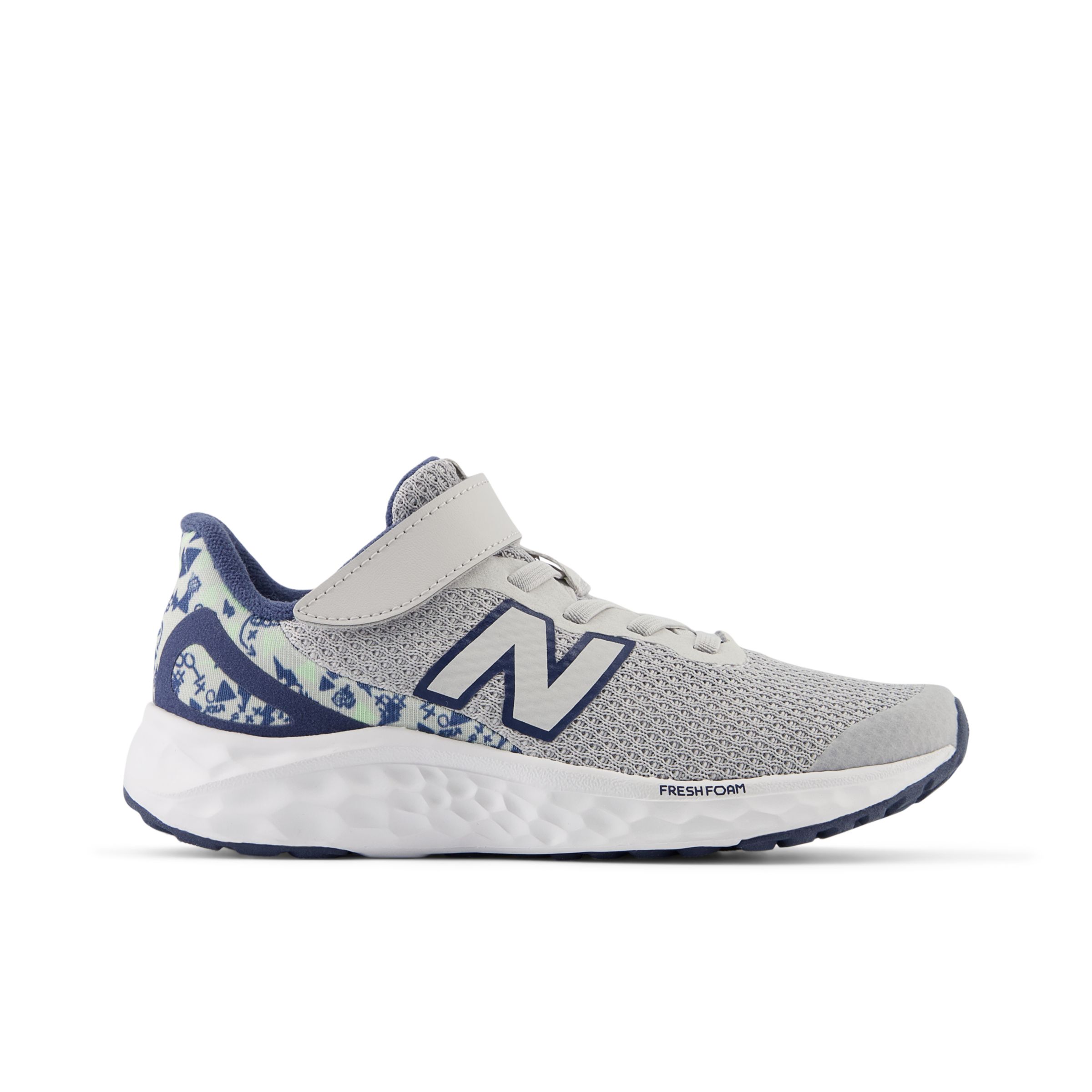 

New Balance Kids' Fresh Foam Arishi v4 Bungee Lace with Top Strap Grey/Blue/Green - Grey/Blue/Green