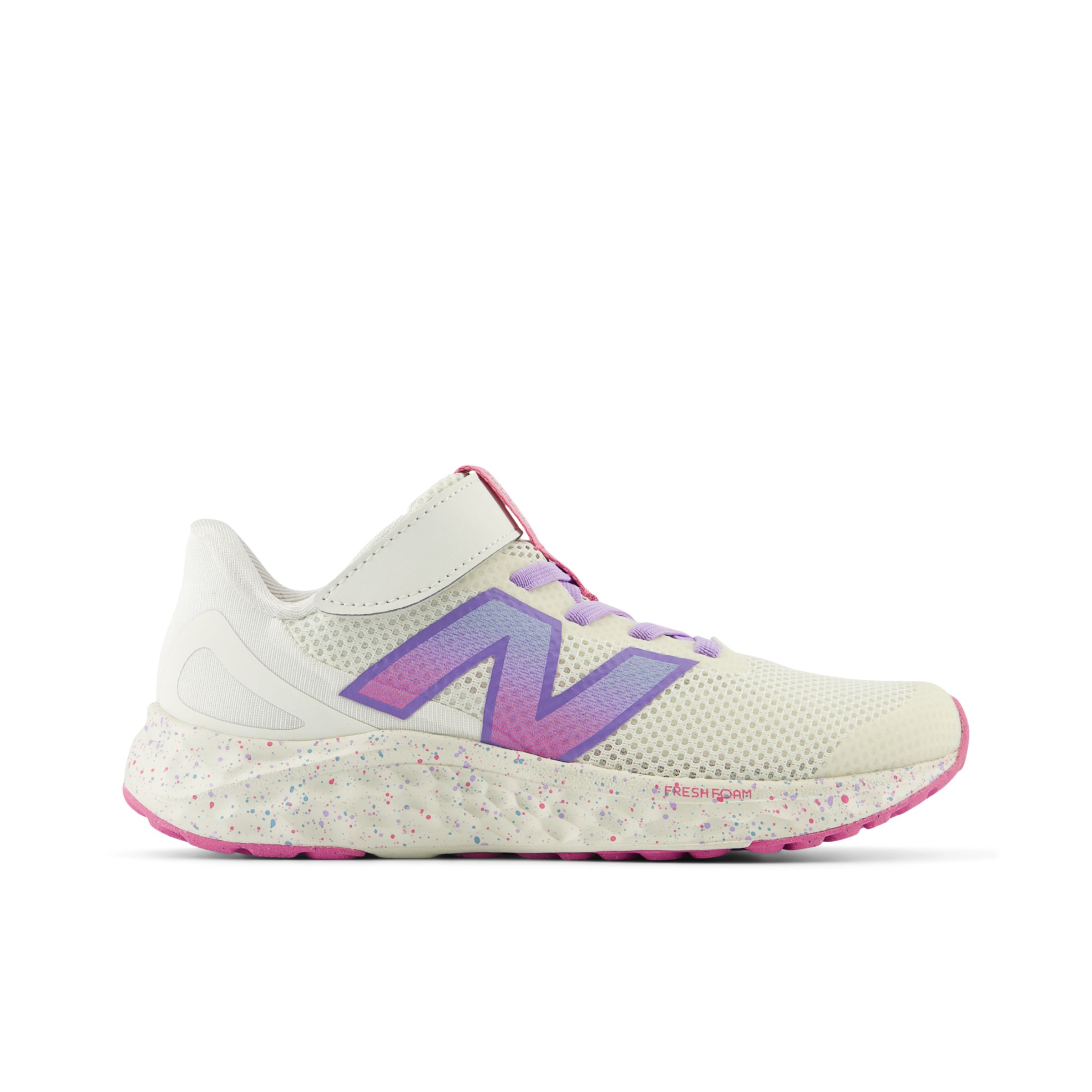 Shop New Balance ' Fresh Foam Arishi V4 Bungee Lace With Top Strap In Sea Salt/lilac Glo/real Pink