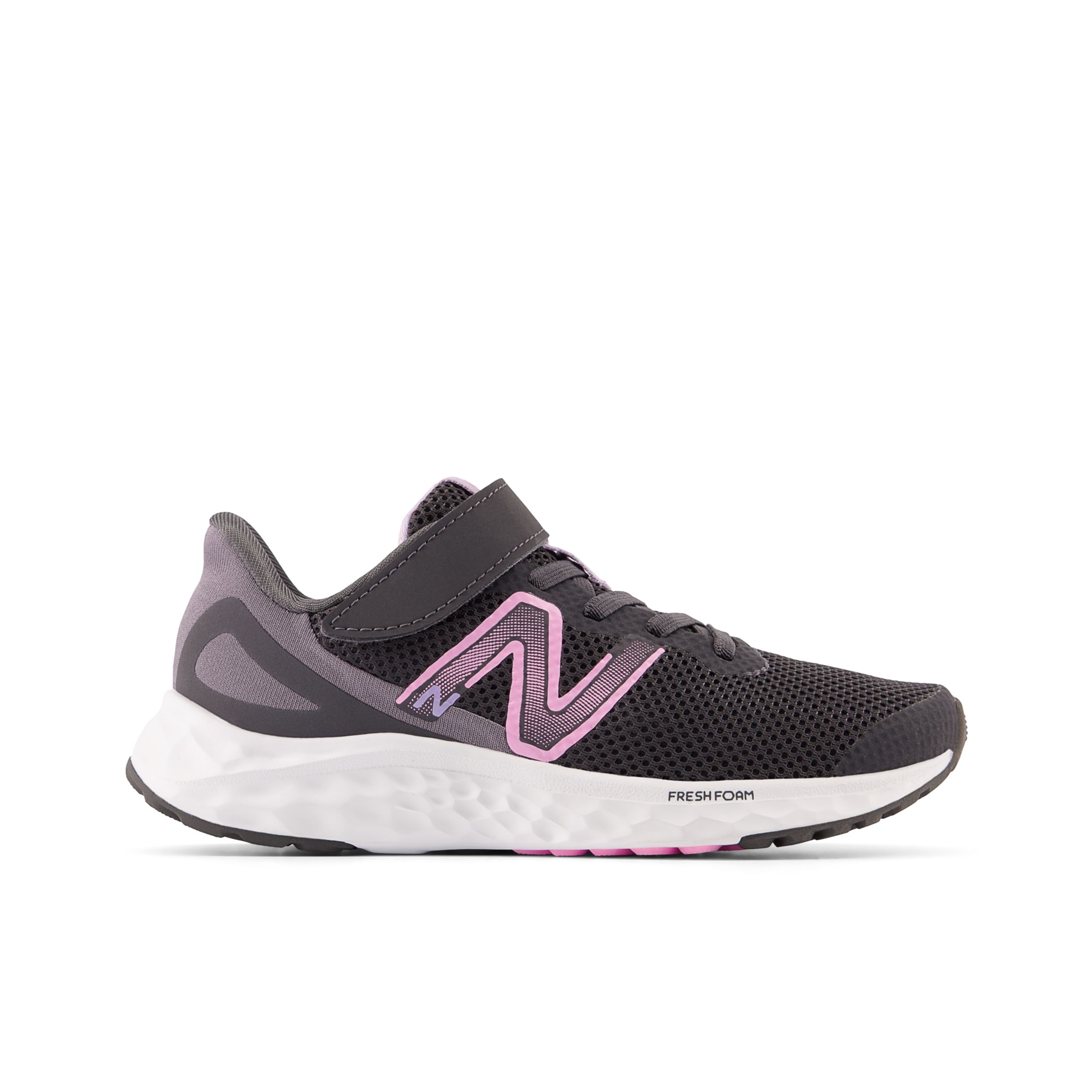 New Balance Enfant Fresh Foam Arishi v4 Bungee Lace with Top Strap en Gris/Rose/Mauve, Synthetic, Taille 29