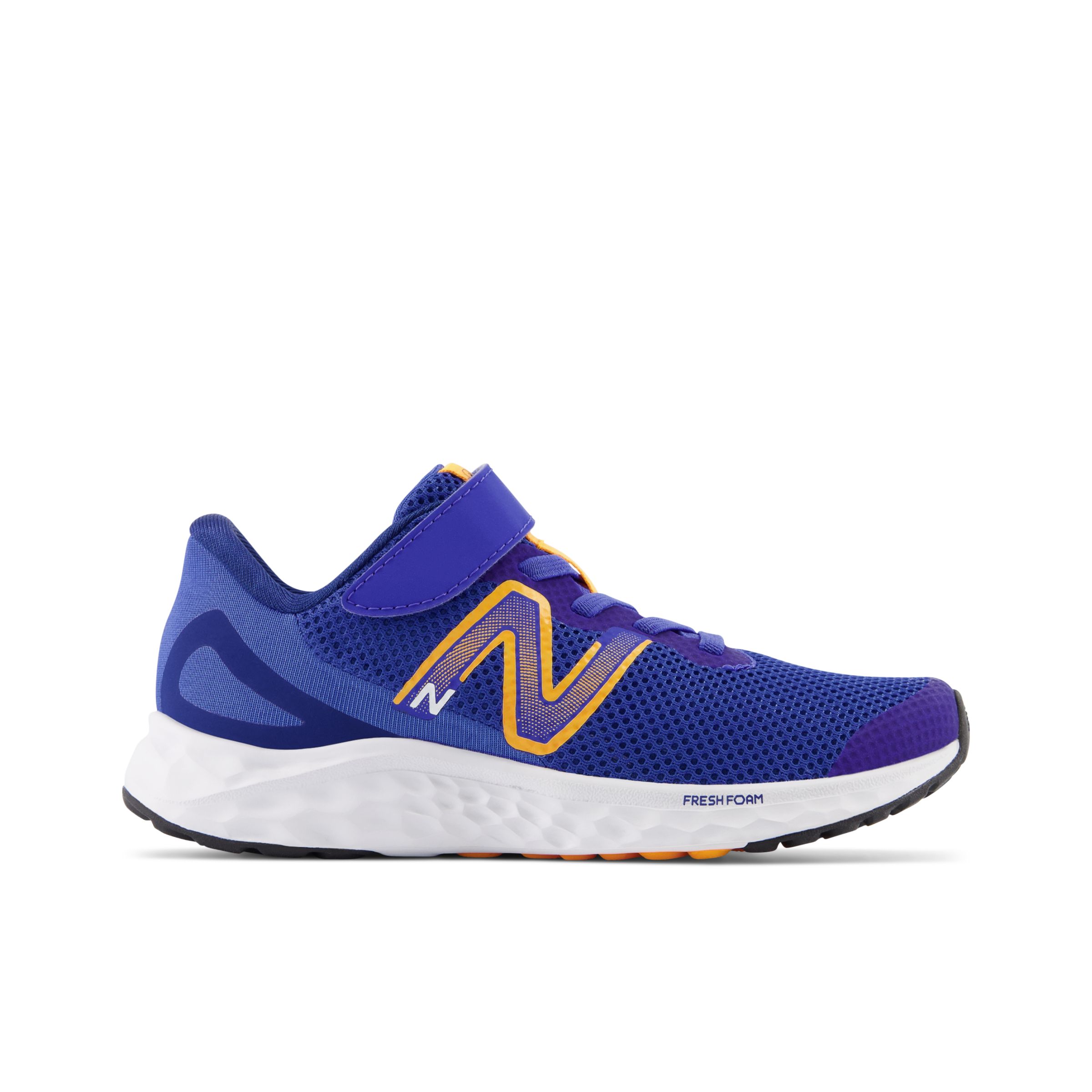 

New Balance Enfant Fresh Foam Arishi v4 Bungee Lace with Top Strap en Bleu/Orange/Blanc, Mesh, Taille 31