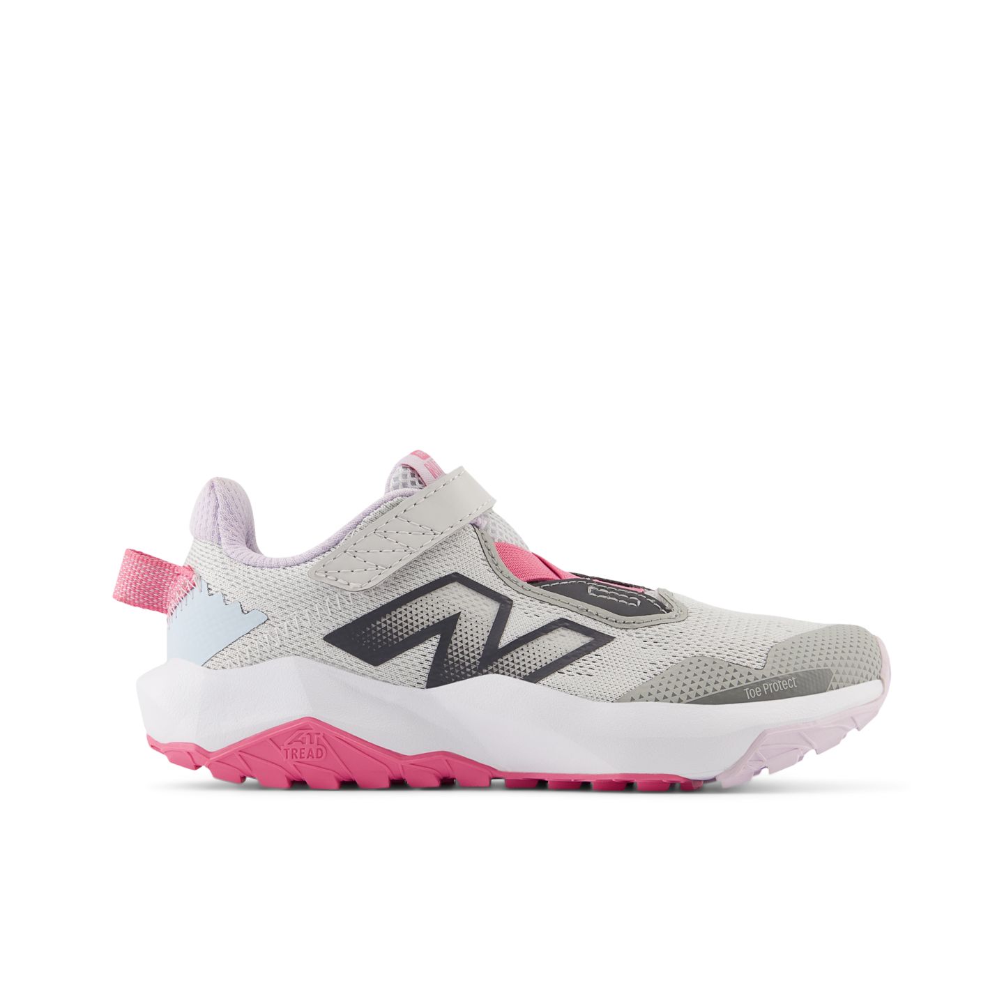 Обувь New Balance Nitrel Bungee Lace with Top Strap для детей, цвет: Серый / Розовый — фото 1