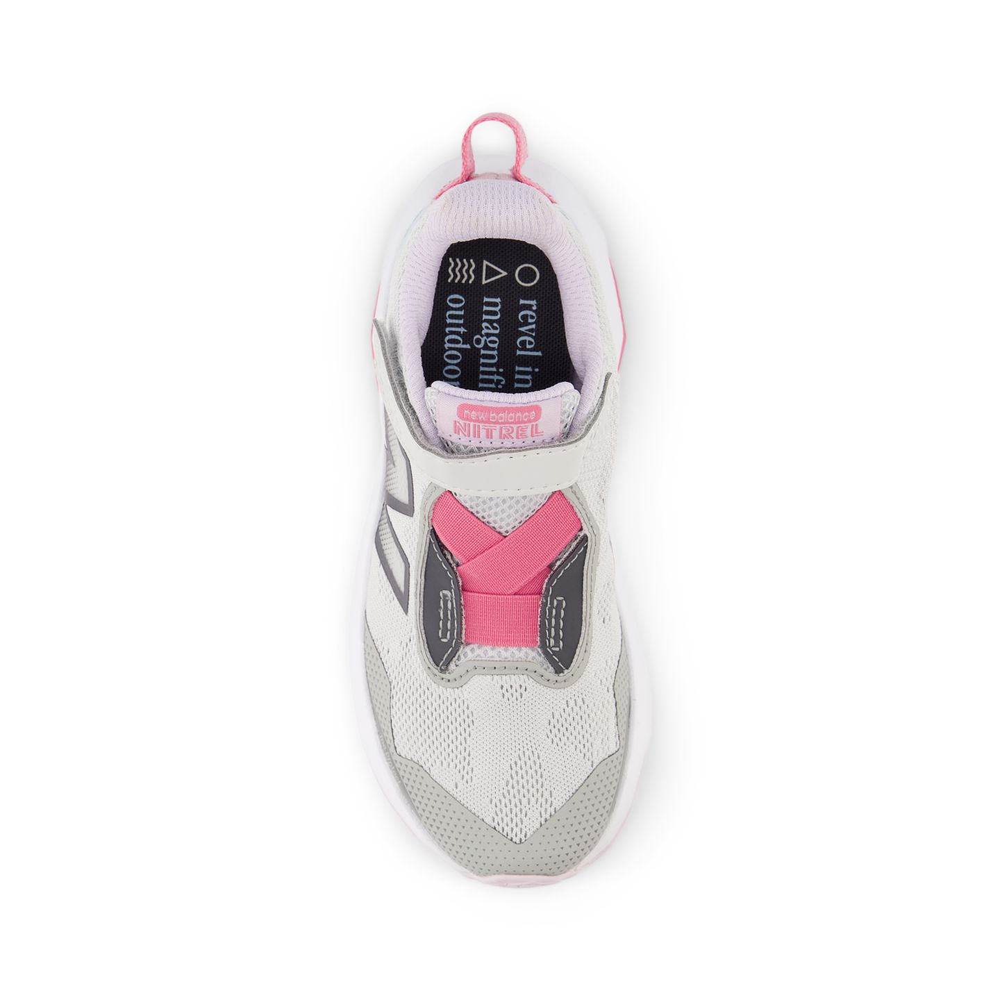 Обувь New Balance Nitrel Bungee Lace with Top Strap для детей, цвет: Серый / Розовый — фото 3