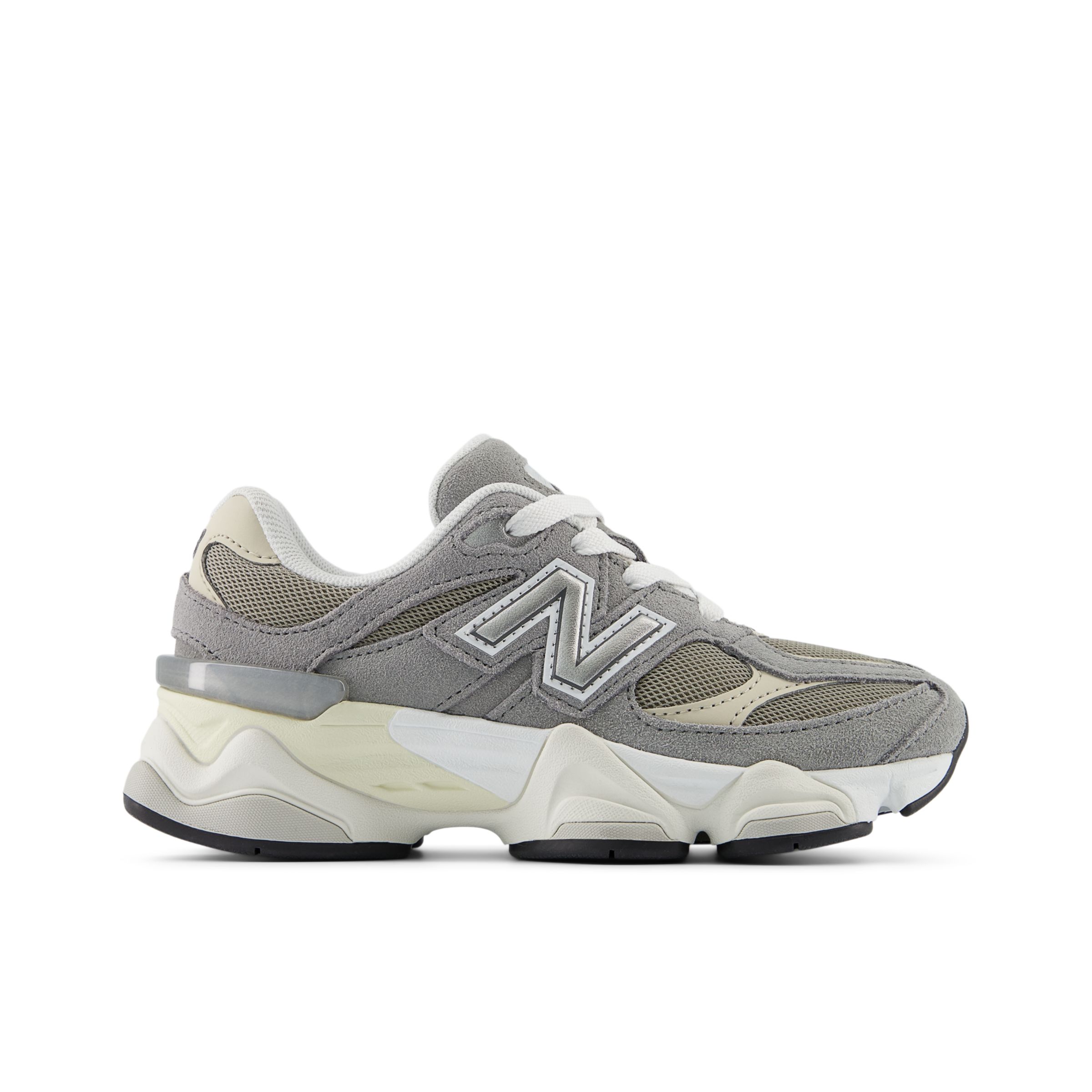 New Balance Kids' 9060 in Grey/Brown Leather, size 10.5