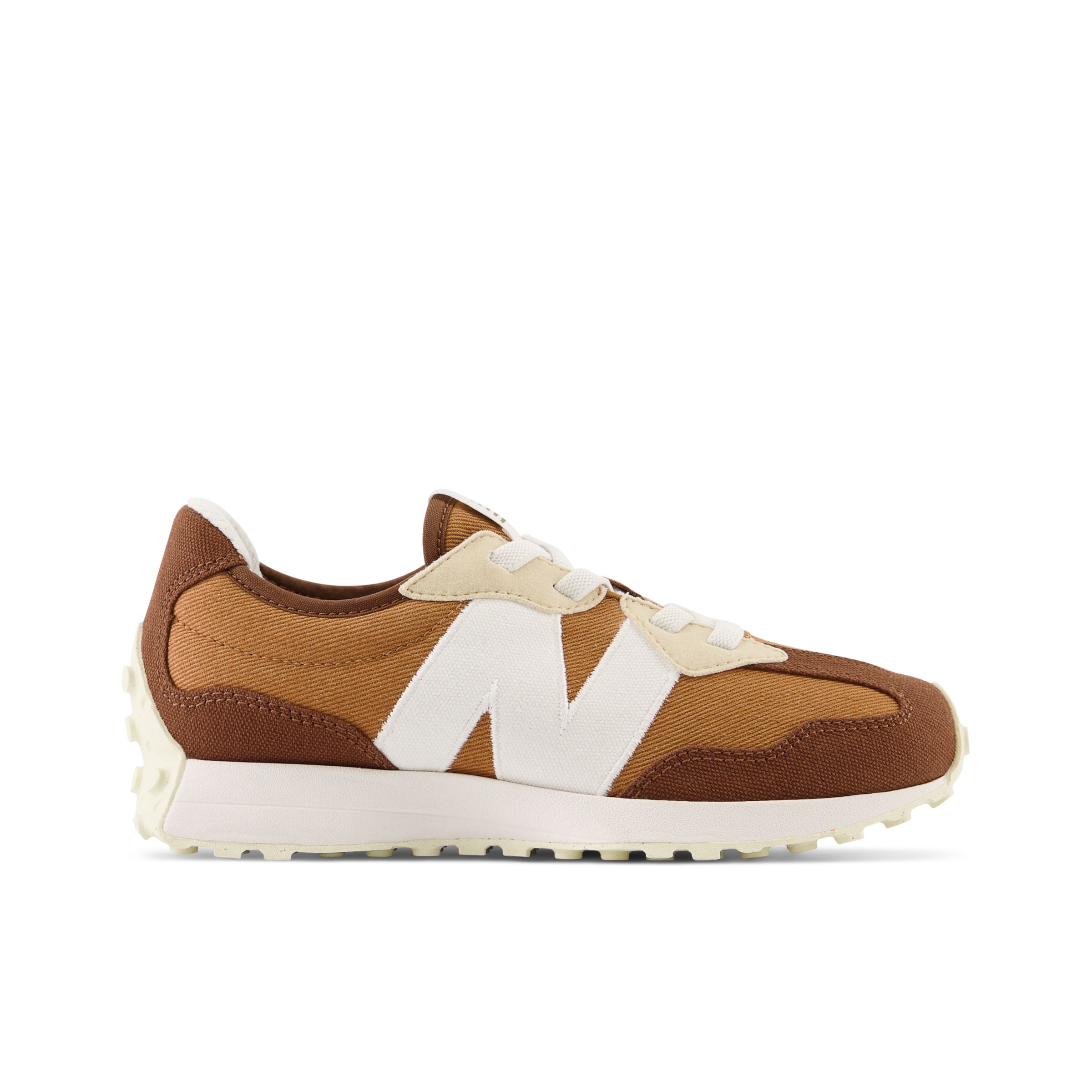 New Balance Crian?a 327 Bungee Lace in CasBronzeadoho/marron, Textile, Tamanho 30.5