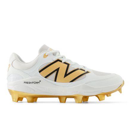 New Balance Men s Fresh Foam 3000 V7 Molded Baseball Cleat PL3000L7 White Metallic Gold 11