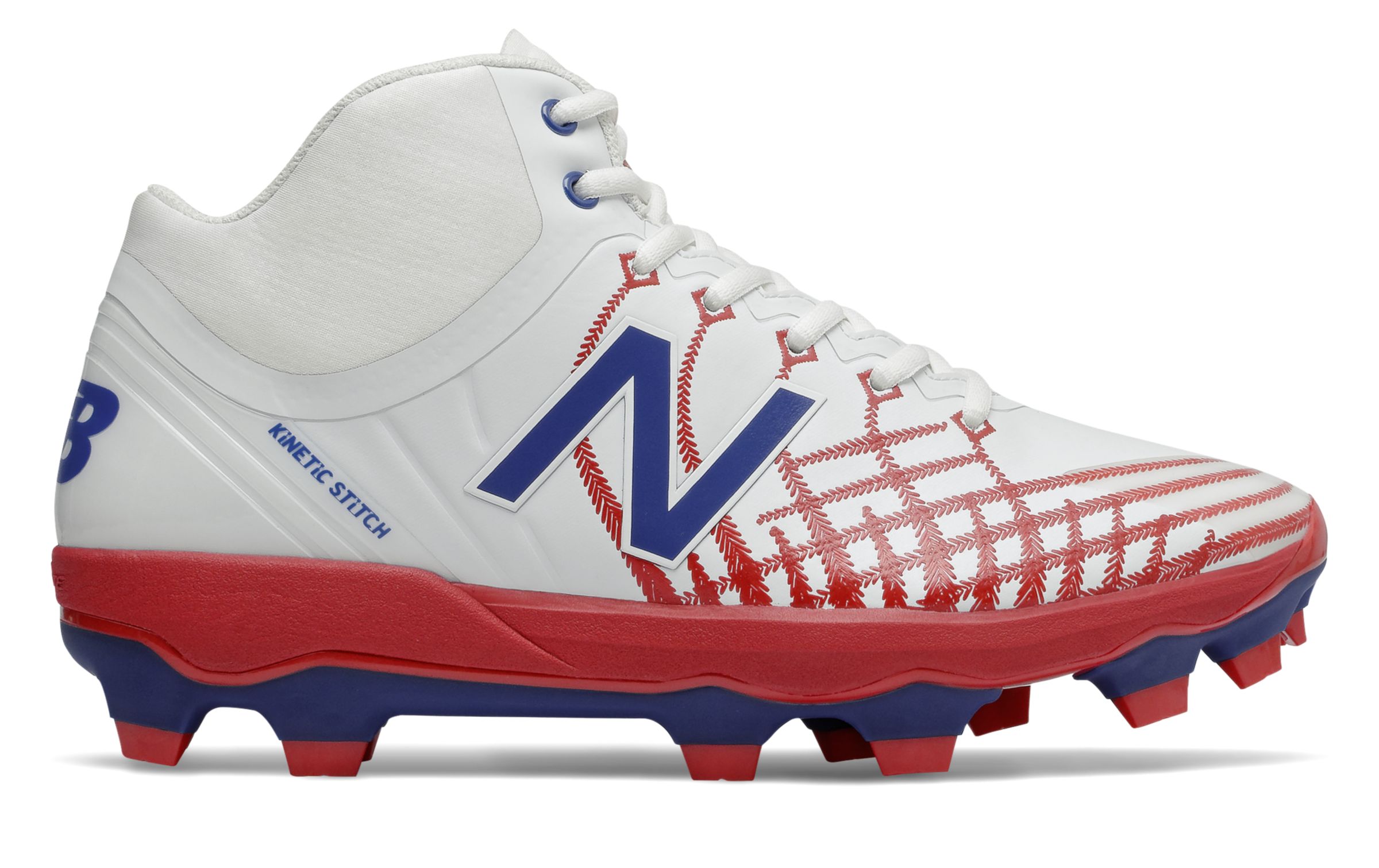 red and white new balance baseball cleats