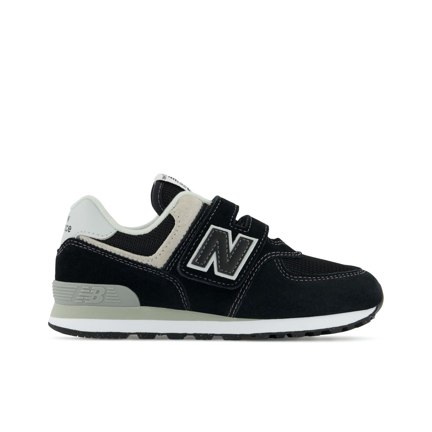 Детские кроссовки New Balance 574 Core Hook & Loop, цвет: Чёрный / Белый — фото 1