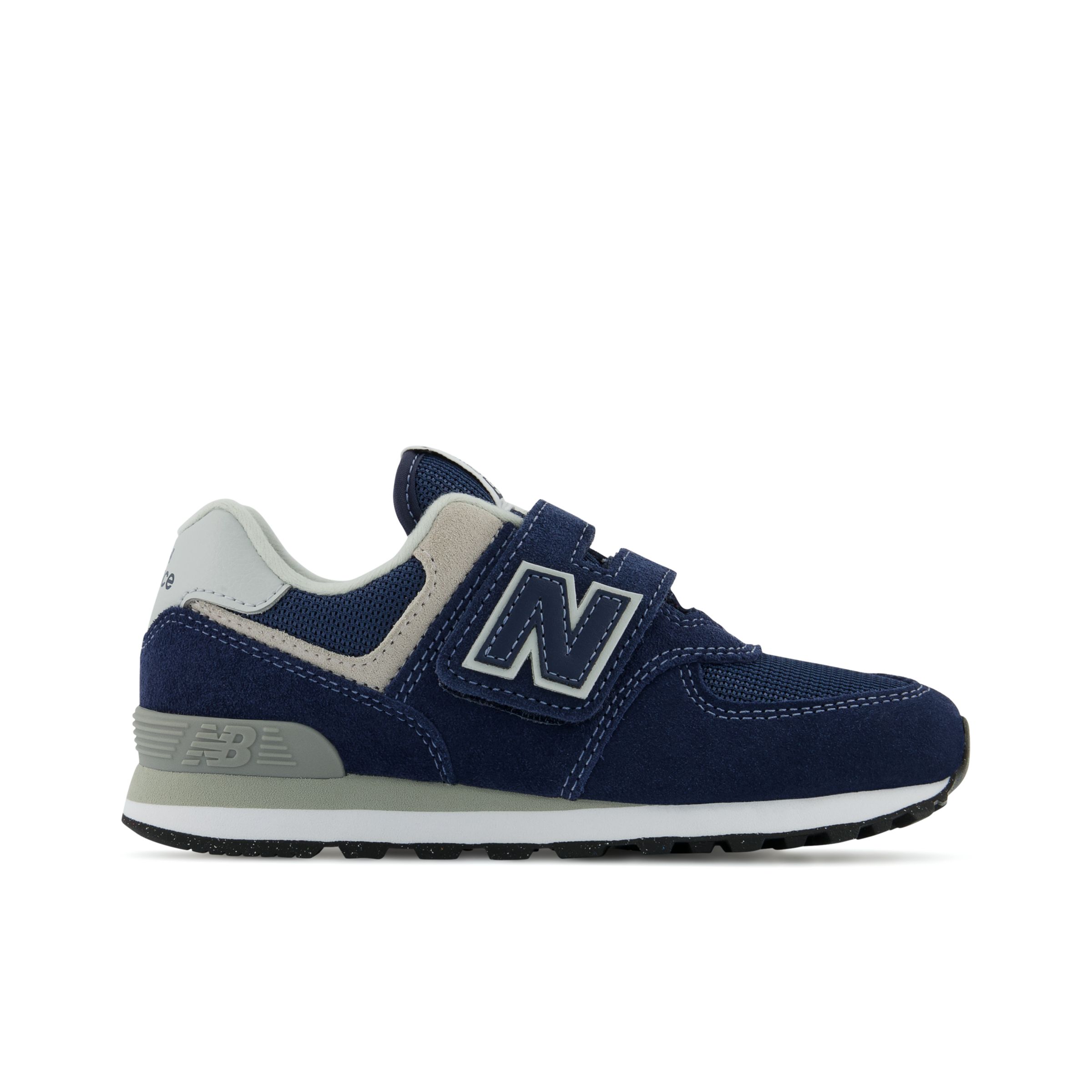 New Balance Kids' 574 Core Hook & Loop in Blue/White Leather, size 13
