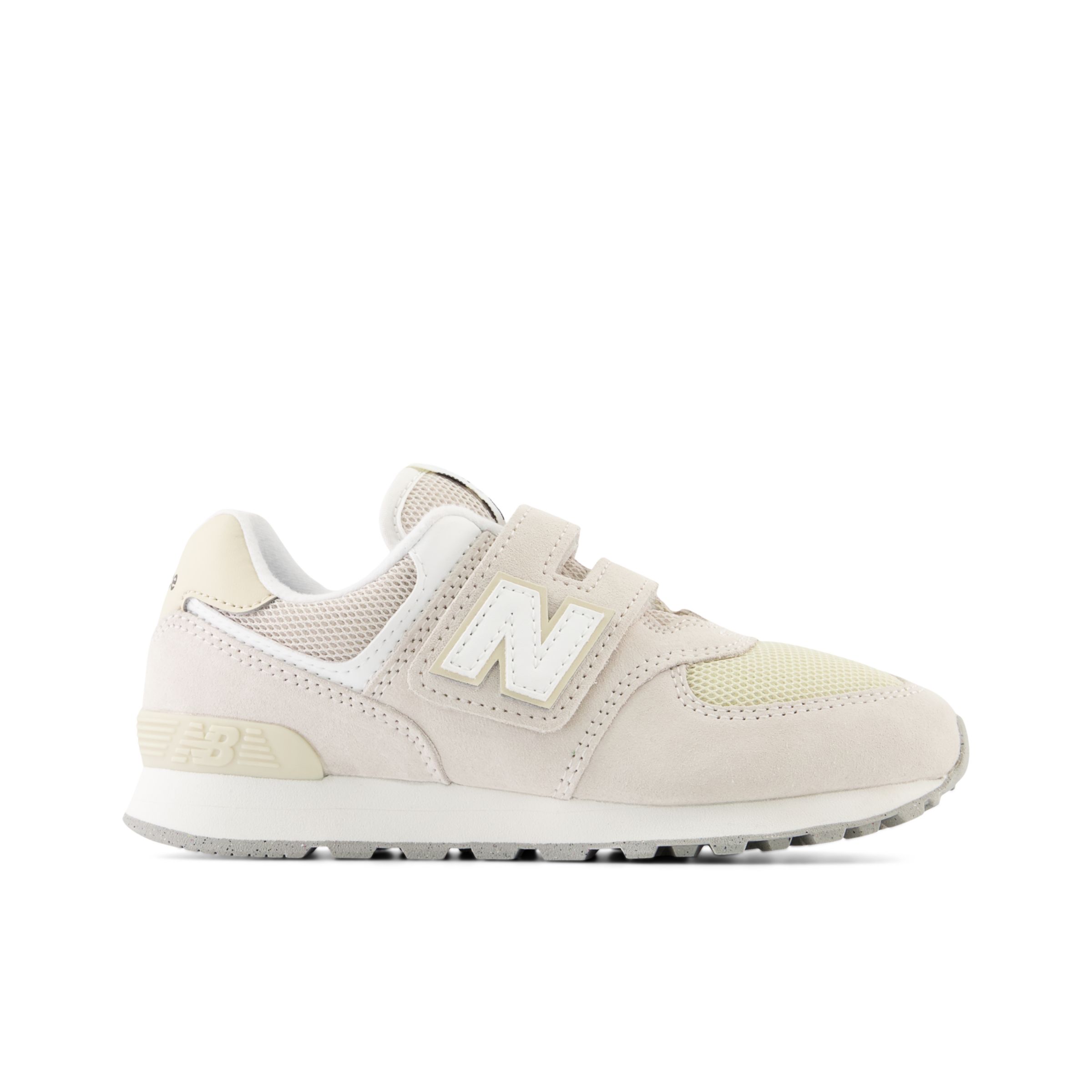 New Balance Kids' 574 Hook & Loop in Beige Suede/Mesh - PV574FOG