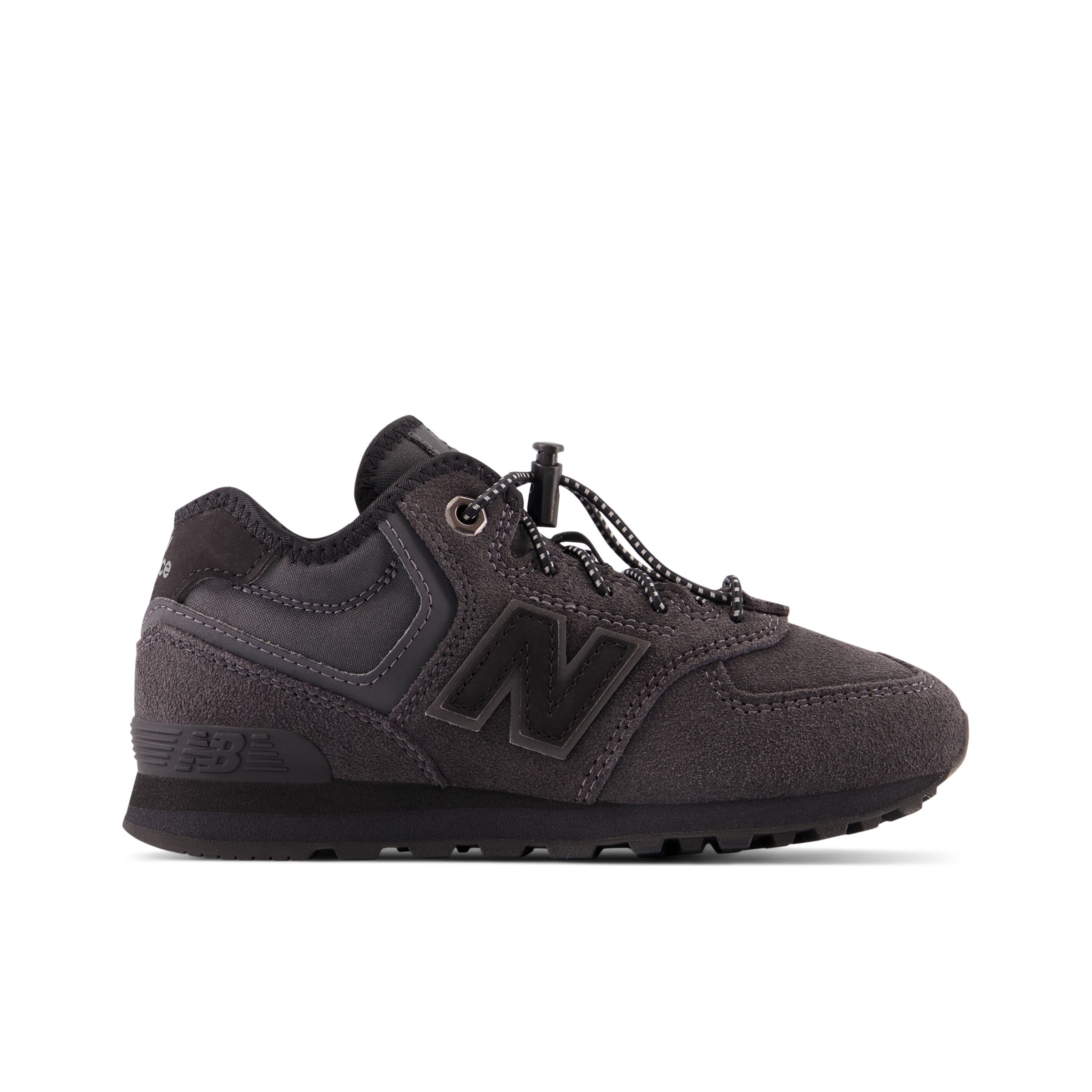 

New Balance Enfant 574H Bungee Lace en Noir, Leather, Taille 28