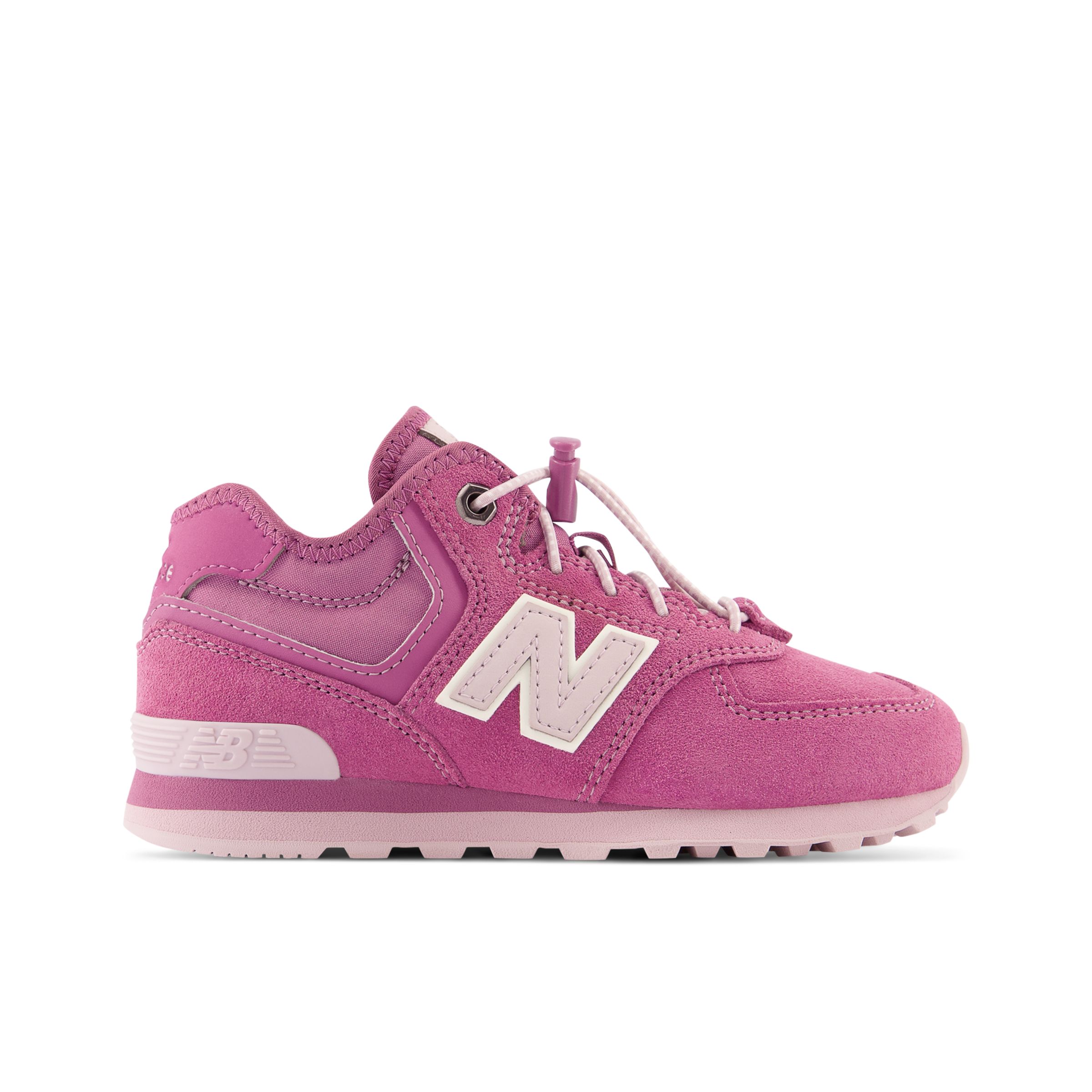 New Balance Enfant 574H Bungee Lace en Purple/Violet, Leather, Taille 29