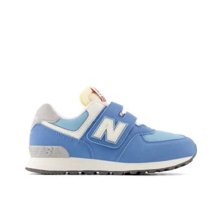 New Balance 574 trainers in metallic white and silver