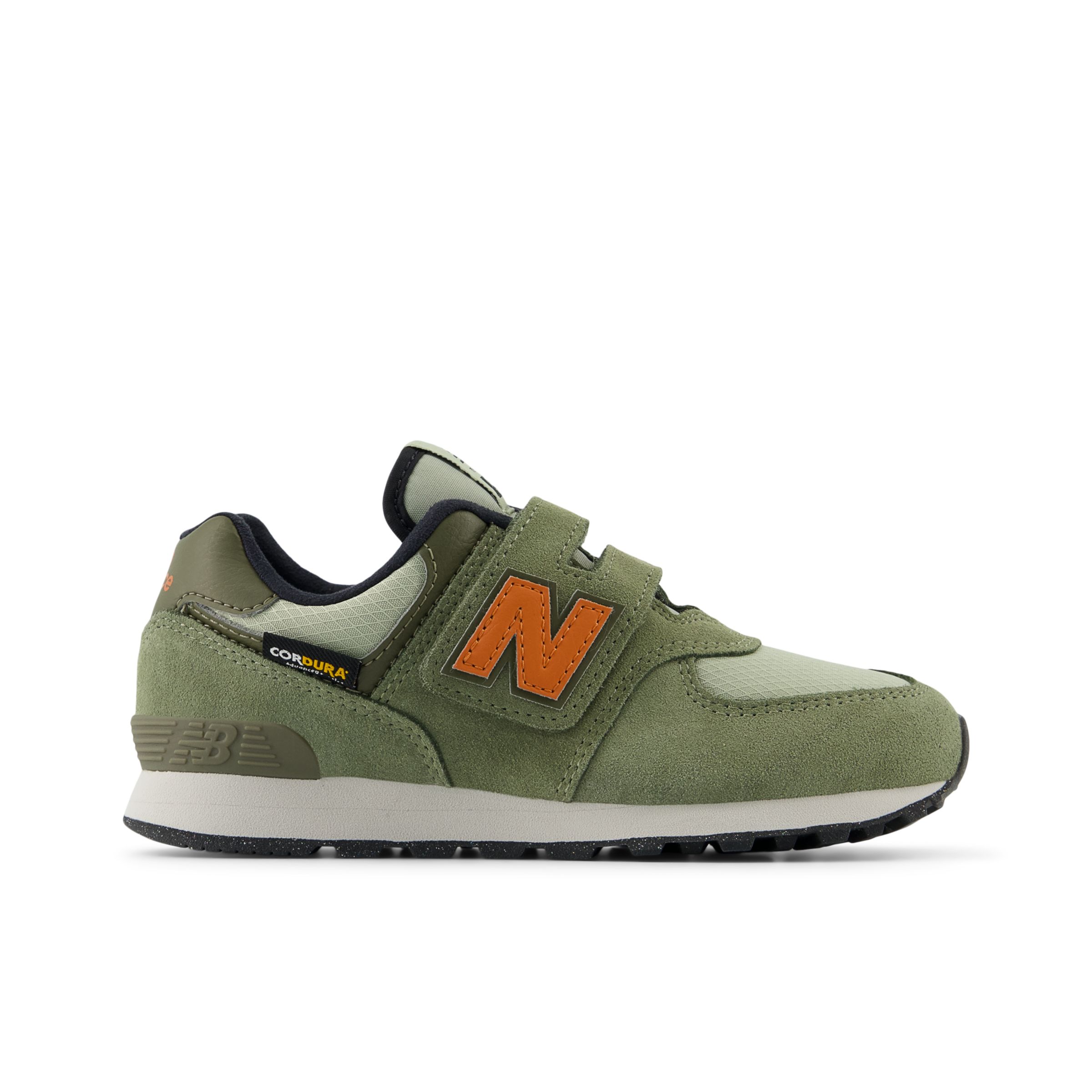 New Balance Kinder 574 Hook & Loop In Dark Olivine/infield Clay