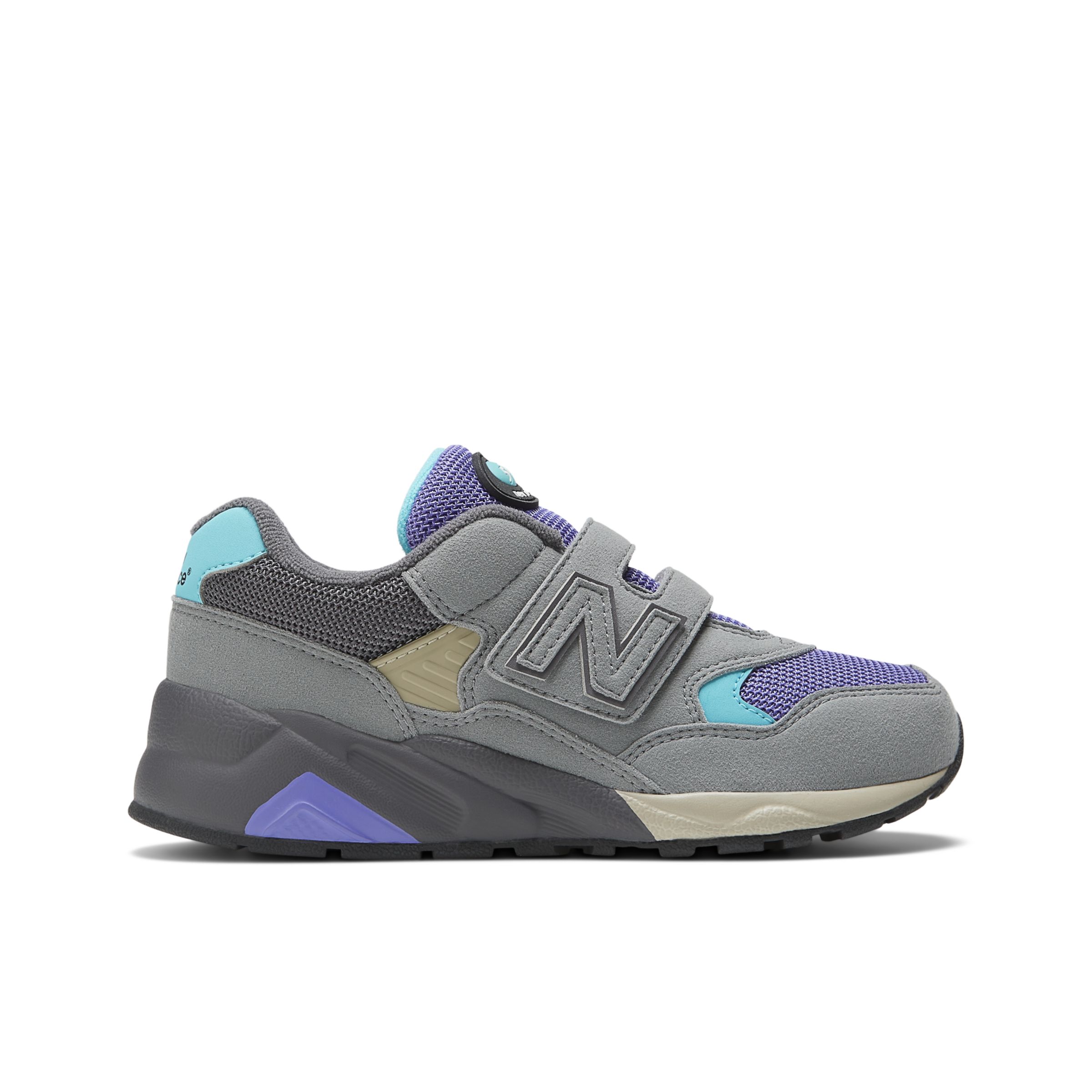 New Balance Enfant 580 Hook & Loop en Gris/Bleu, Synthetic, Taille 34.5