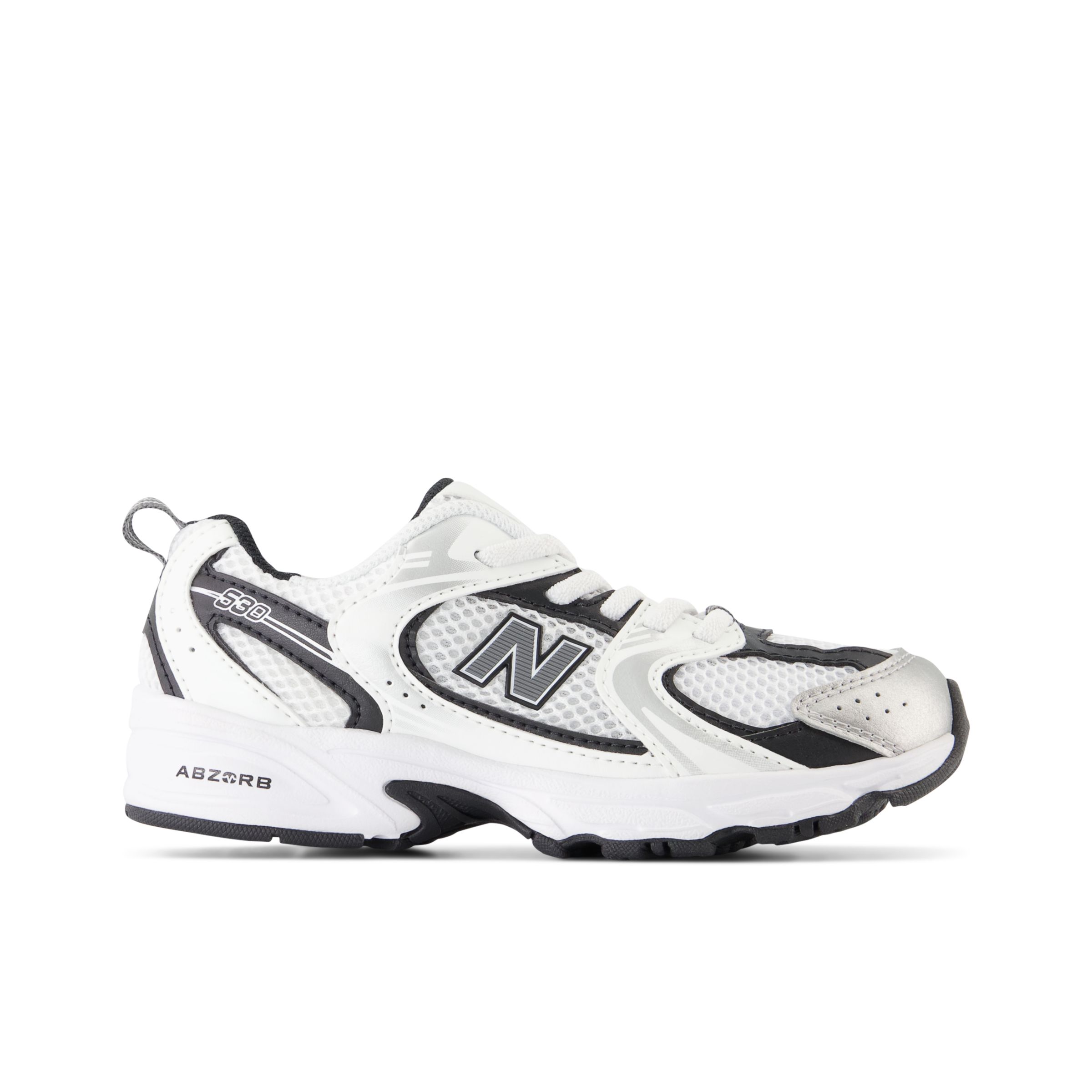 New Balance Kids' 530 Bungee in White/Black Synthetic, size 11.5