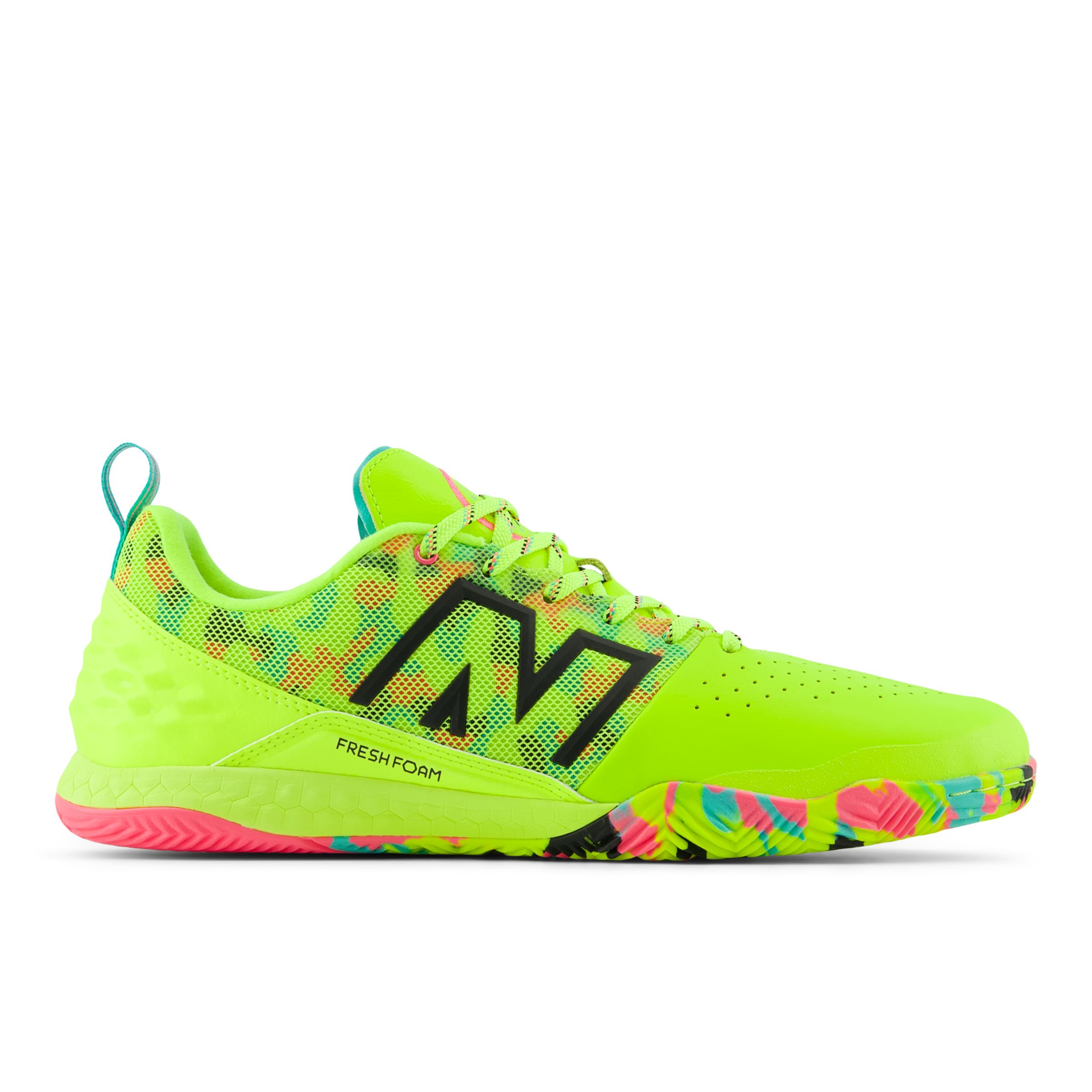 New Balance Unisex Audazo Pro IN V6 in Yellow/Purple/Black/Pink Synthetic, size 7.5