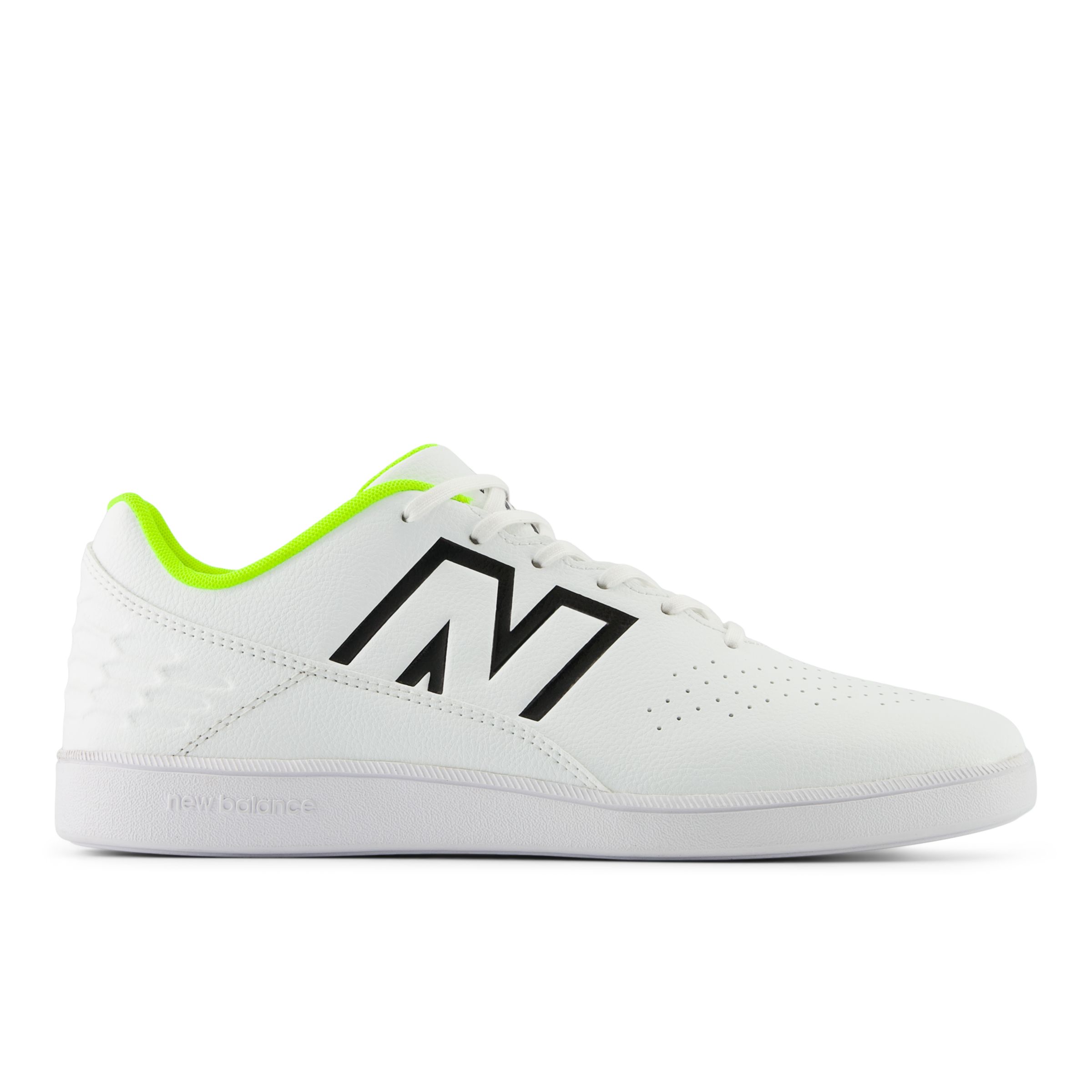 New Balance Unisex Audazo Control IN V6 in White/Black/Yellow Synthetic, size 10.5