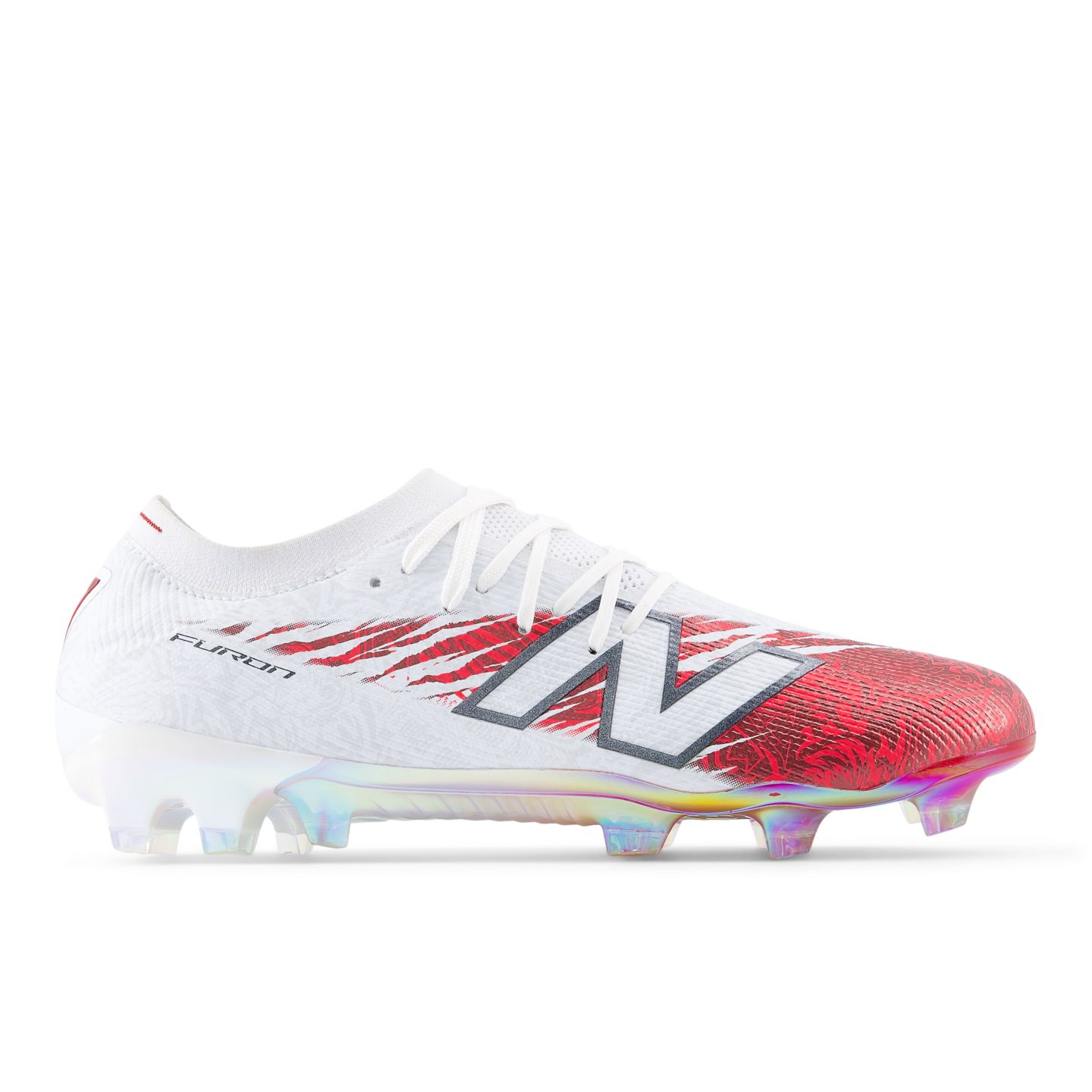 Мужские бутсы New Balance Bukayo Saka x Furon Elite FG V8, цвет: Белый / Бордовый — фото 1