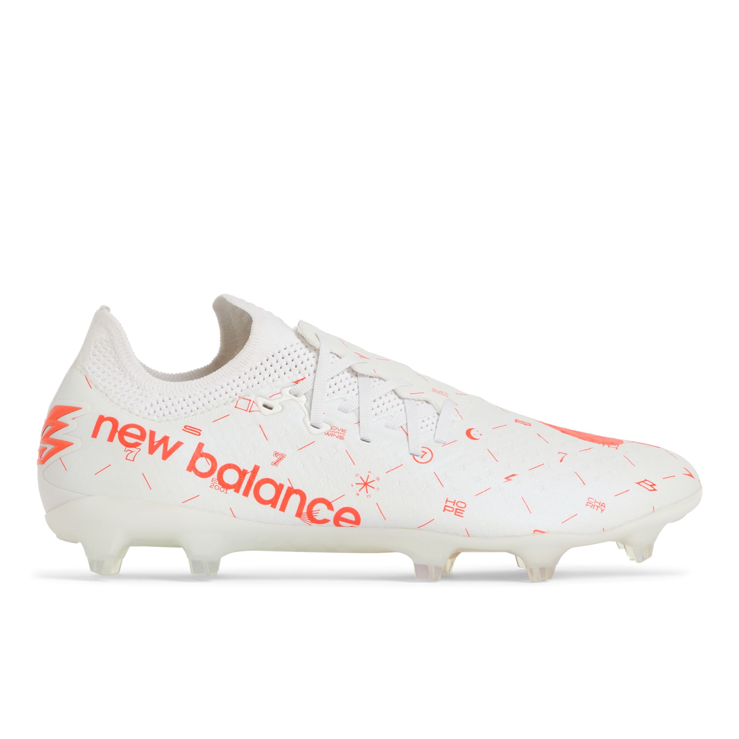

New Balance Unisexe Furon v7 Pro FG en Blanc/Rouge, Synthetic, Taille 38 Large