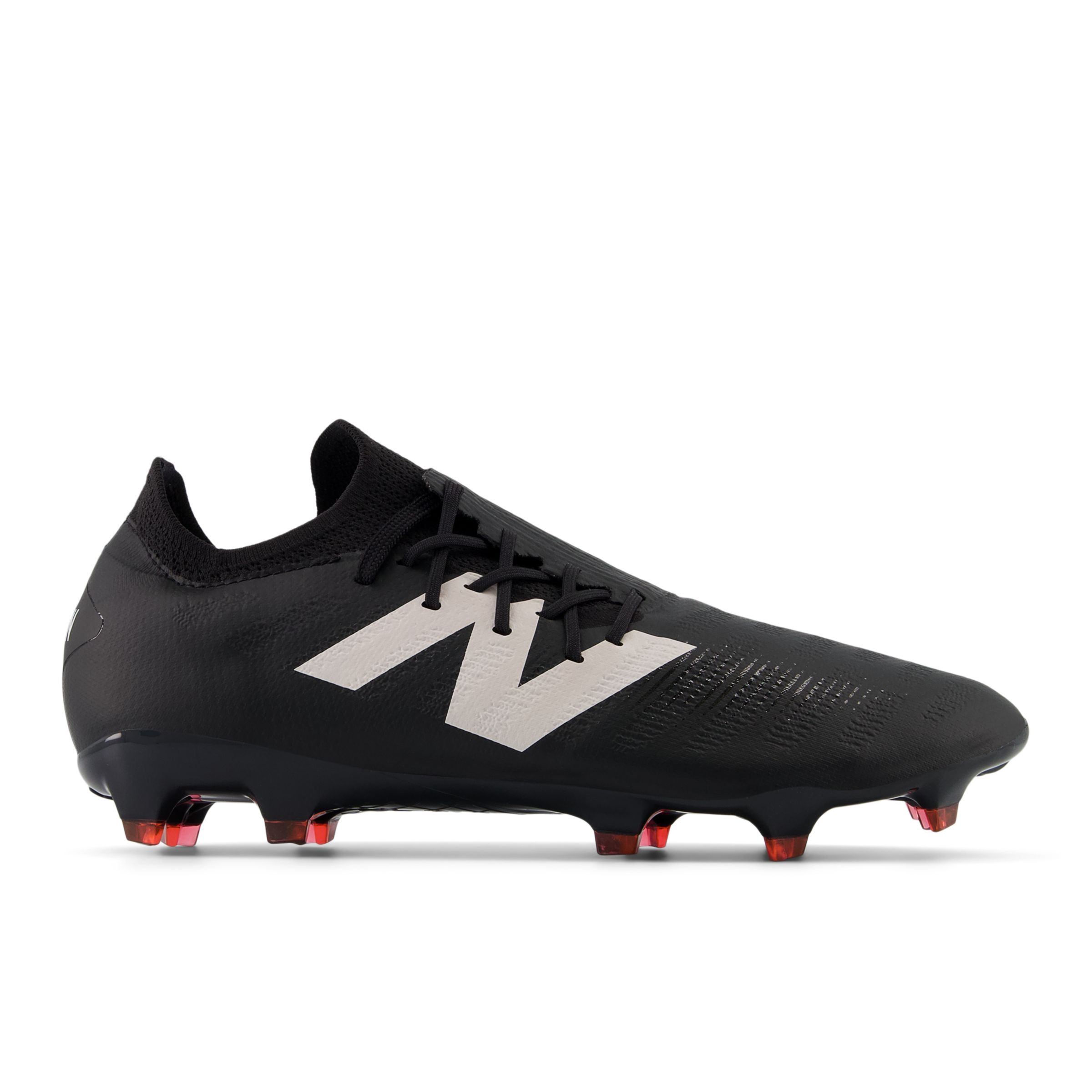 New Balance Unisex FURON DESTROY FG V7+ in Black/White/Red Synthetic, size 9