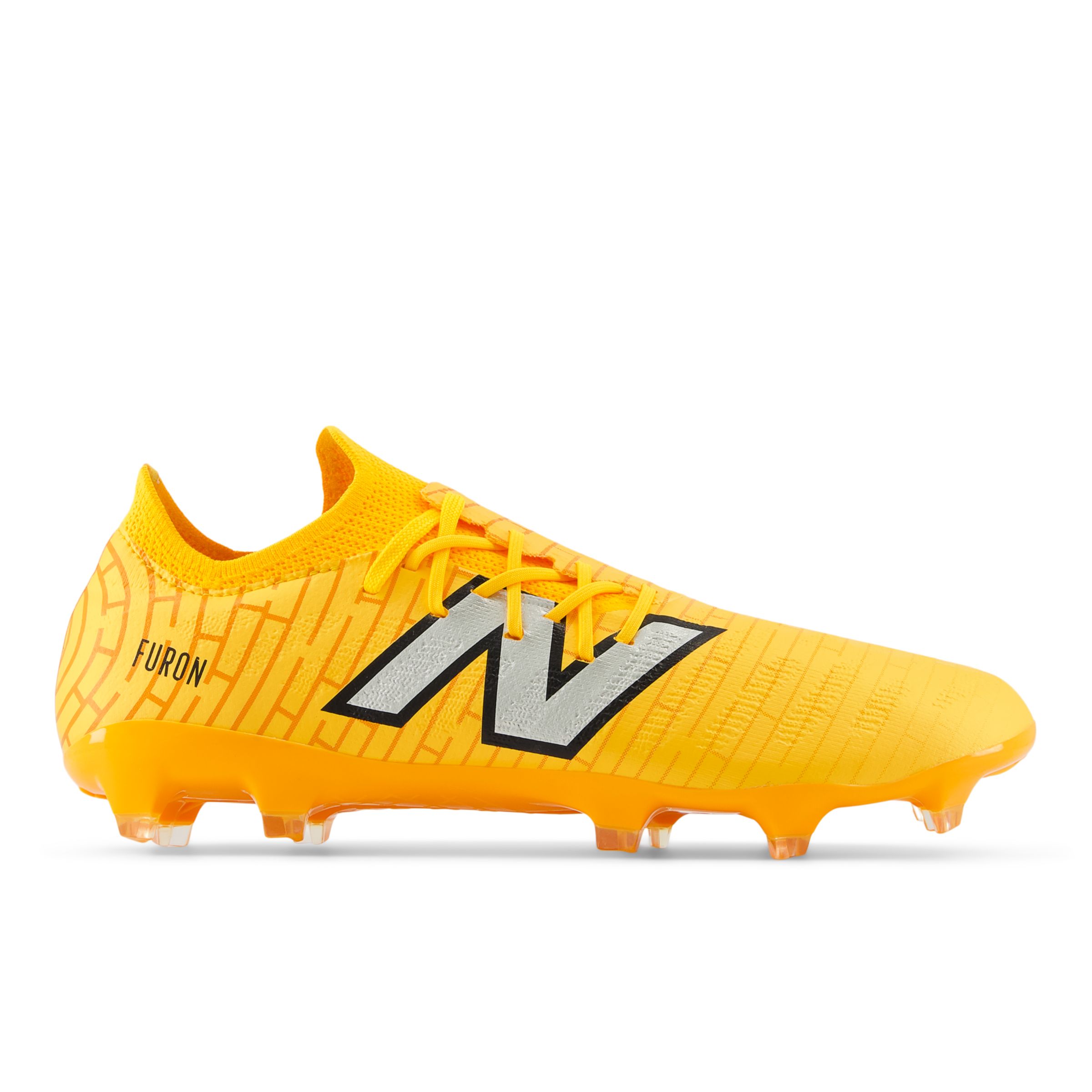 New Balance Unisex FURON DESTROY FG V7+ in Yellow/Grey/Black Synthetic, size 8