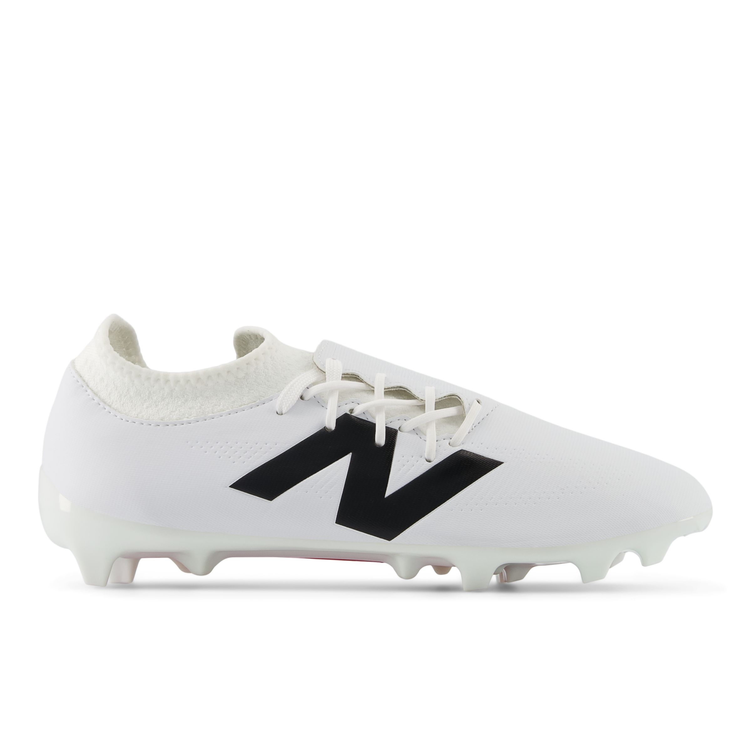 New Balance Unisex FURON DISPATCH FG V7+ in White/Black/Red Synthetic, size 8.5