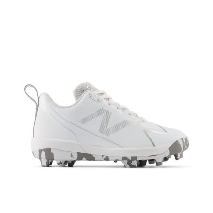 New Balance Youth Romero Duo Rubber Molded Softball Cleat SJROMWT2 White Silver Metallic 12