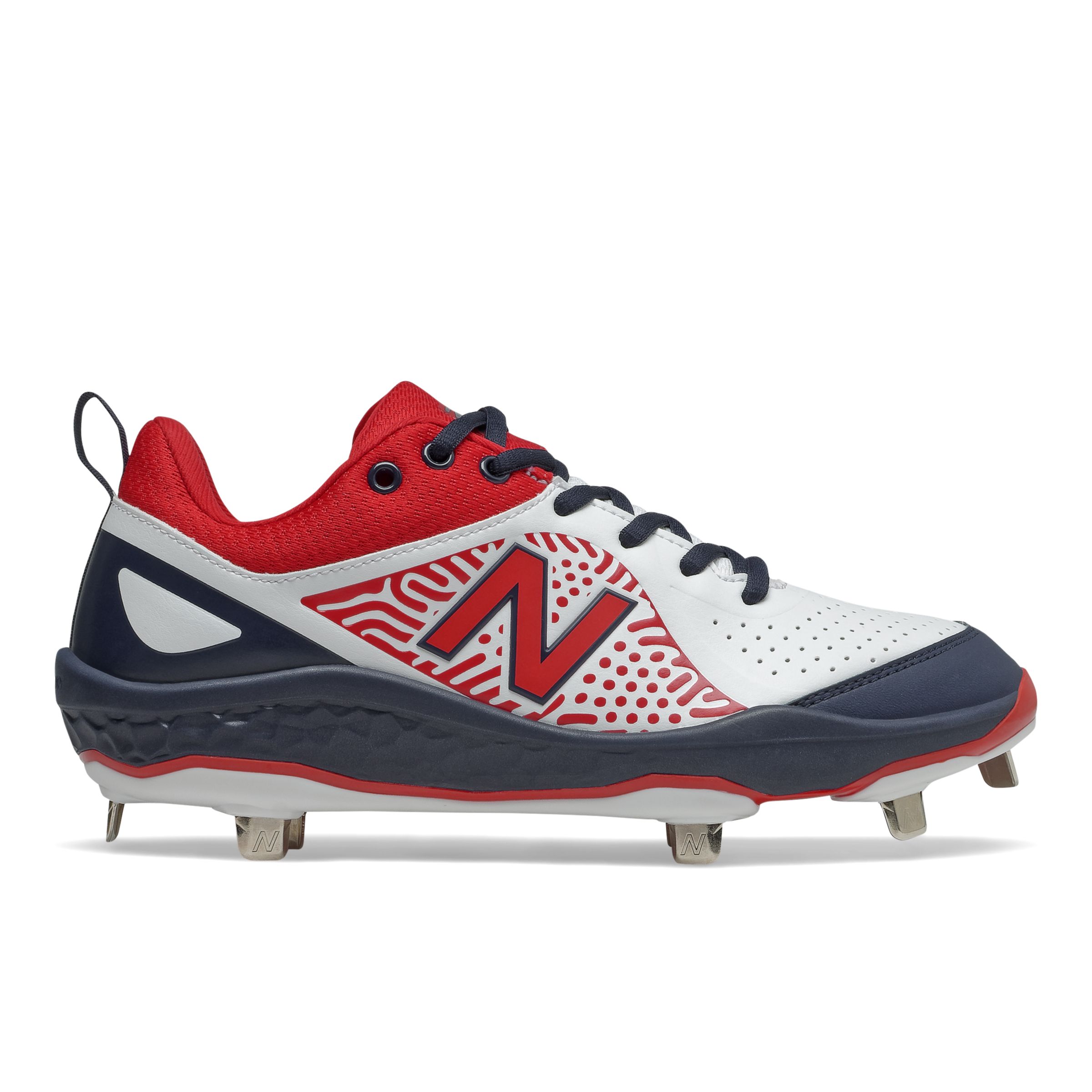 red white and blue new balance cleats