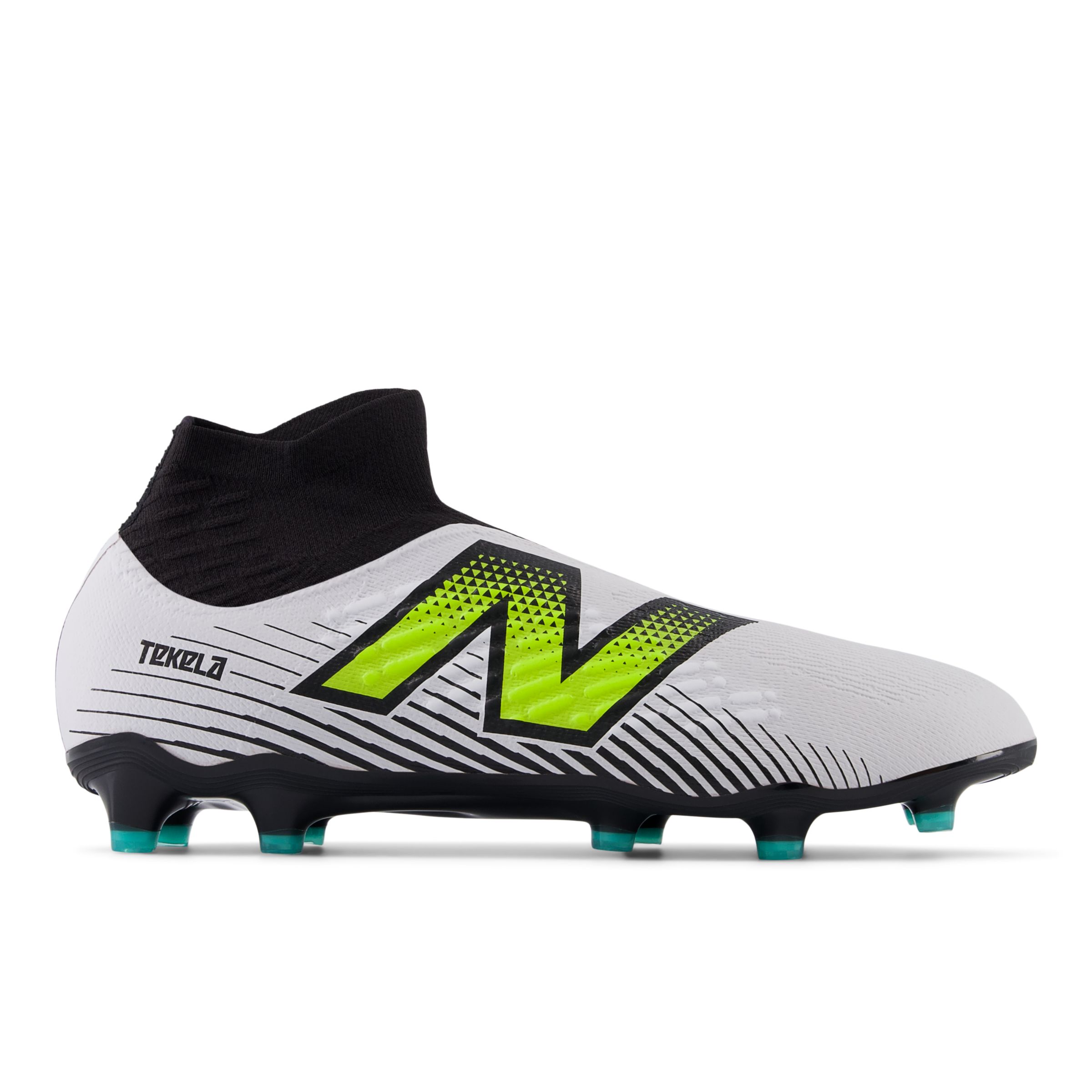 New Balance Unisex TEKELA MAGIA FG V4+ in White/Yellow/Black/Pink Synthetic, size 6