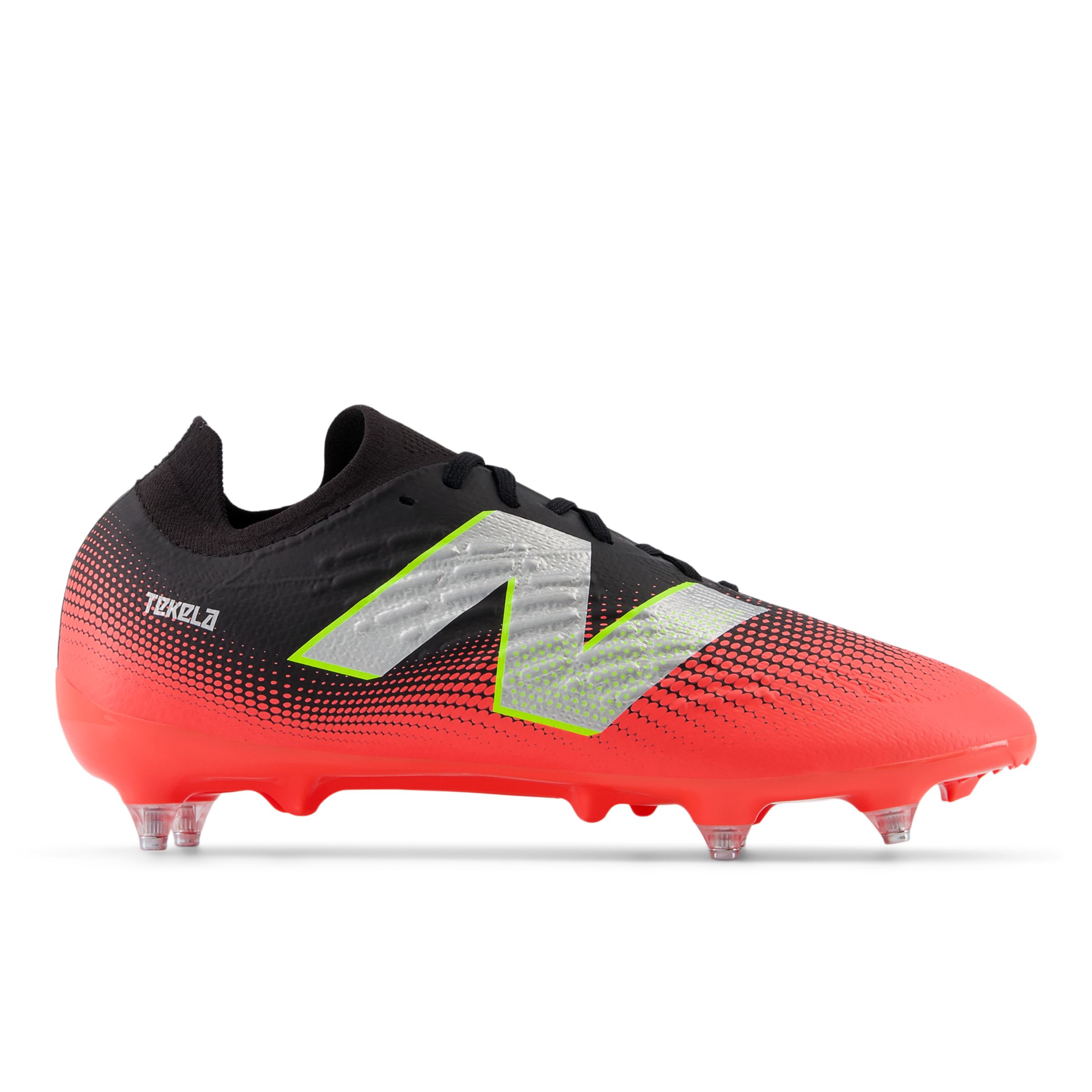 New Balance Unisex TEKELA MAGIA LOW LACED SG V4+ in Black/Red/Yellow/Grey Synthetic, size 9