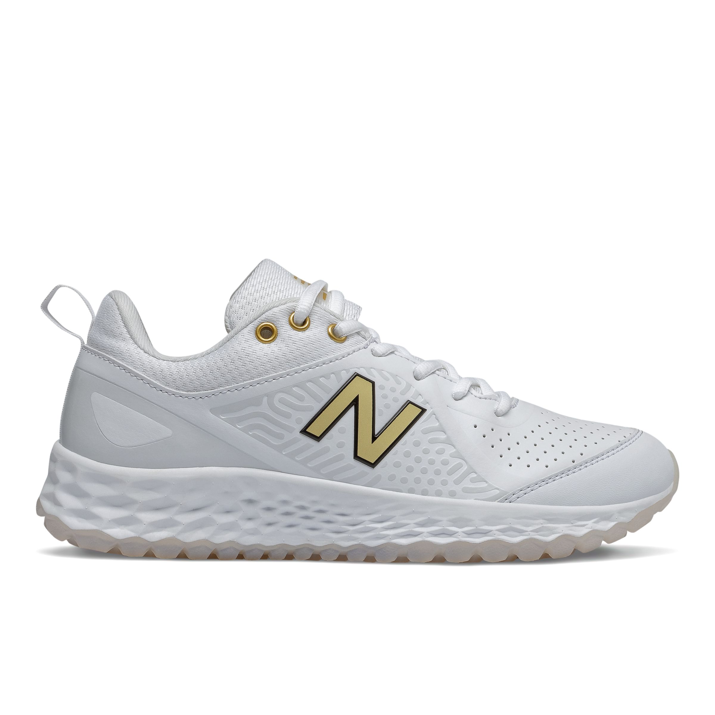 all white new balance turf shoes