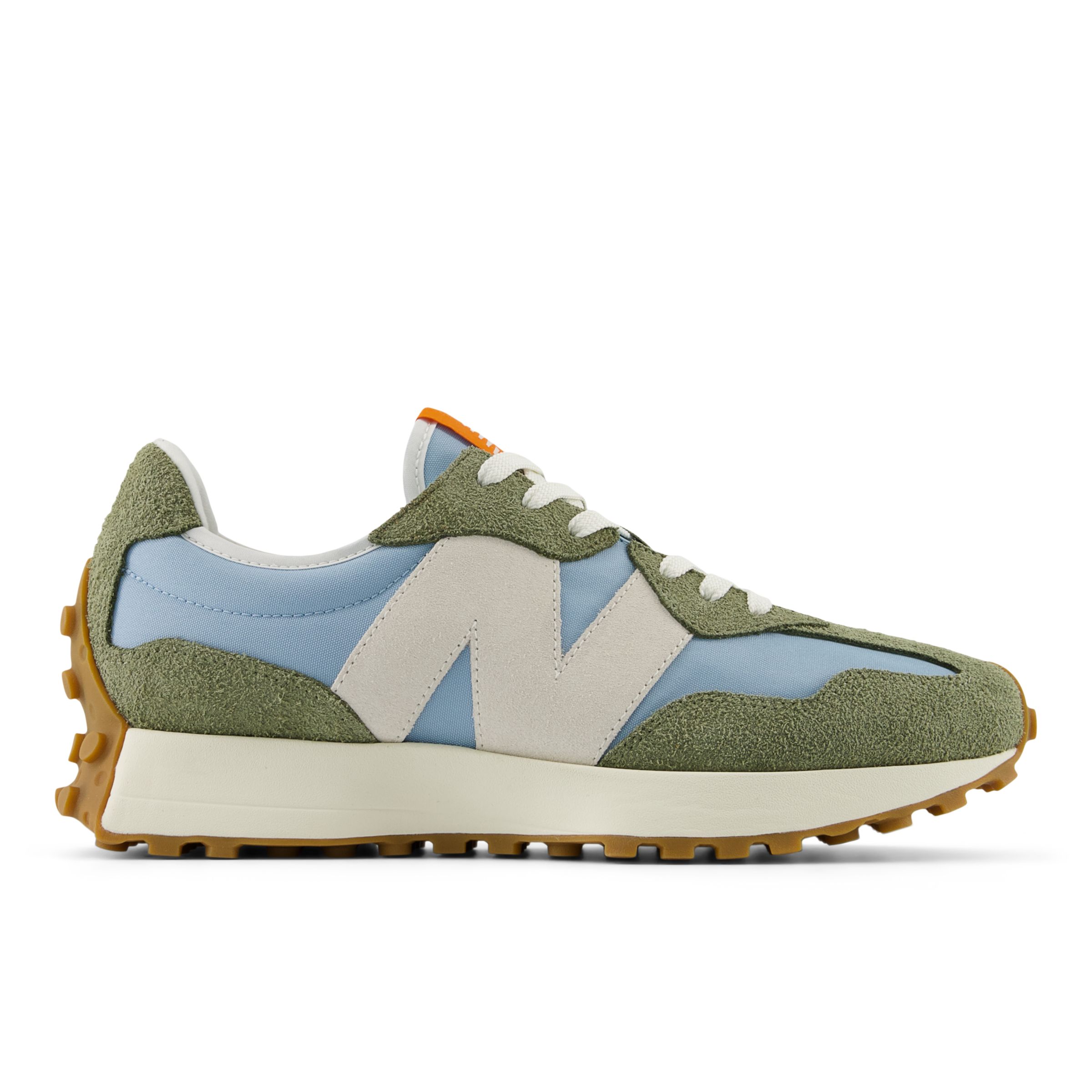 New Balance Unisex 327 en Vert/Bleu, Suede/Mesh, Taille 45.5 Large