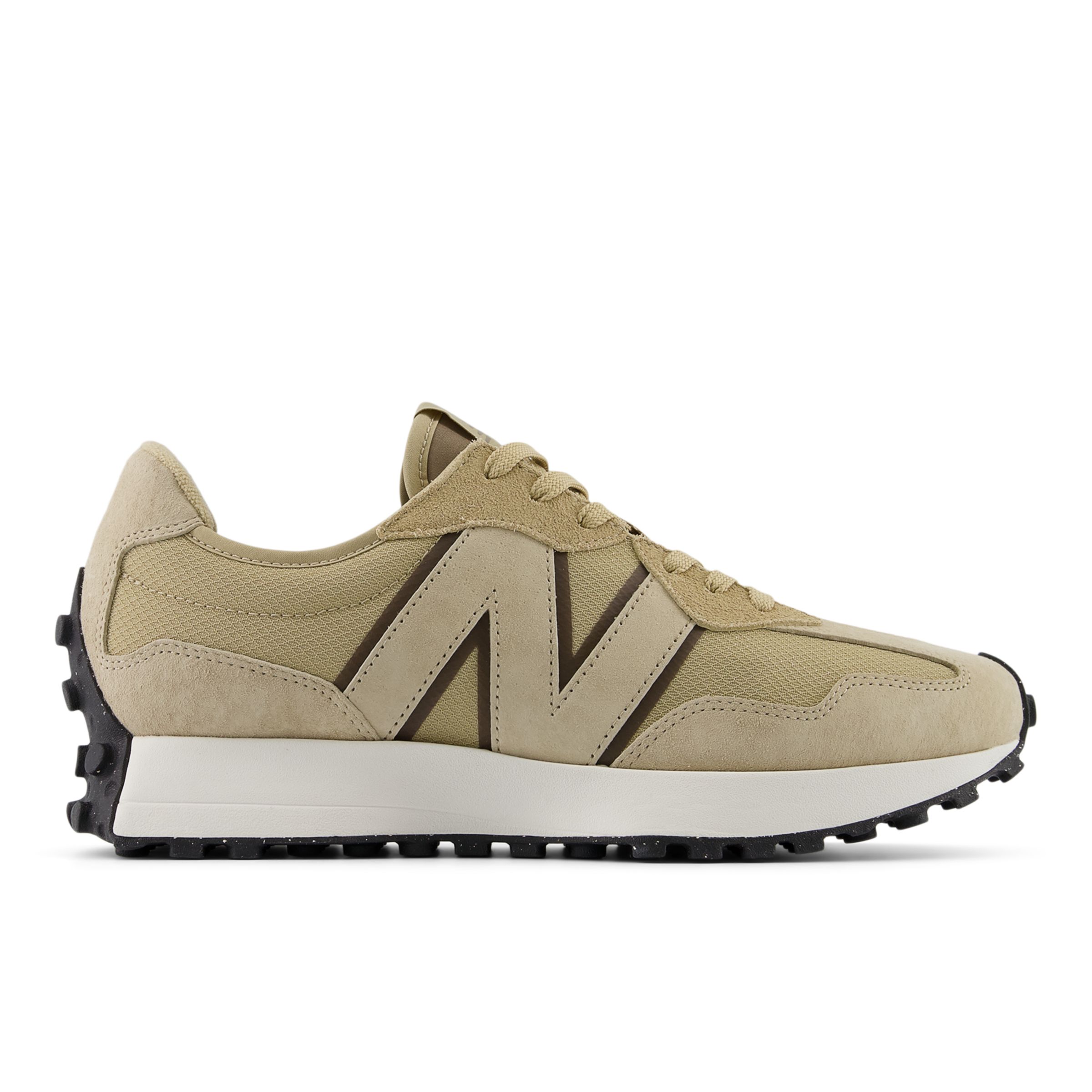 New Balance Unisex 327 in Beige/Brown Suede/Mesh, size 4.5