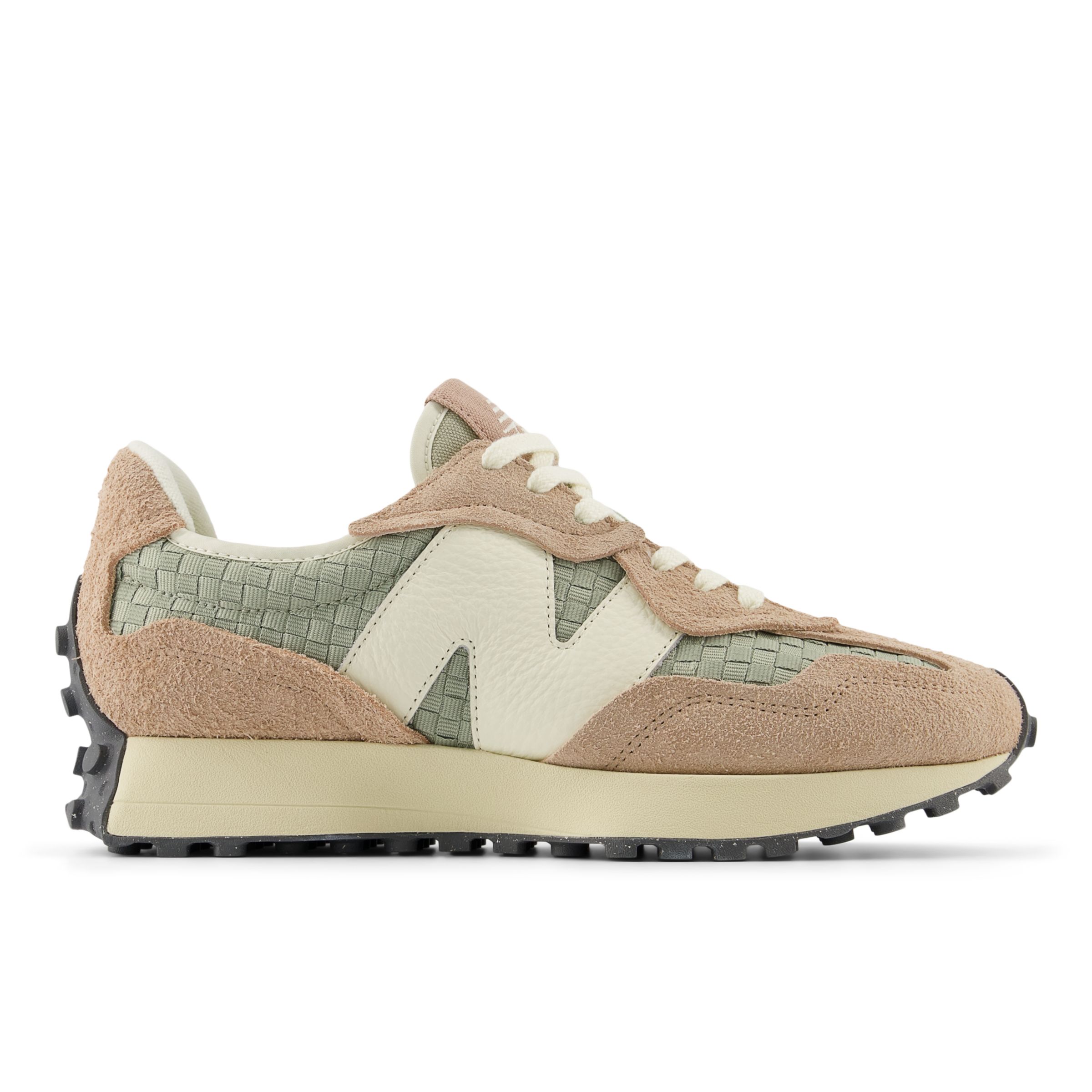 New Balance Unisex 327 in Brown/Green Suede/Mesh, size 10