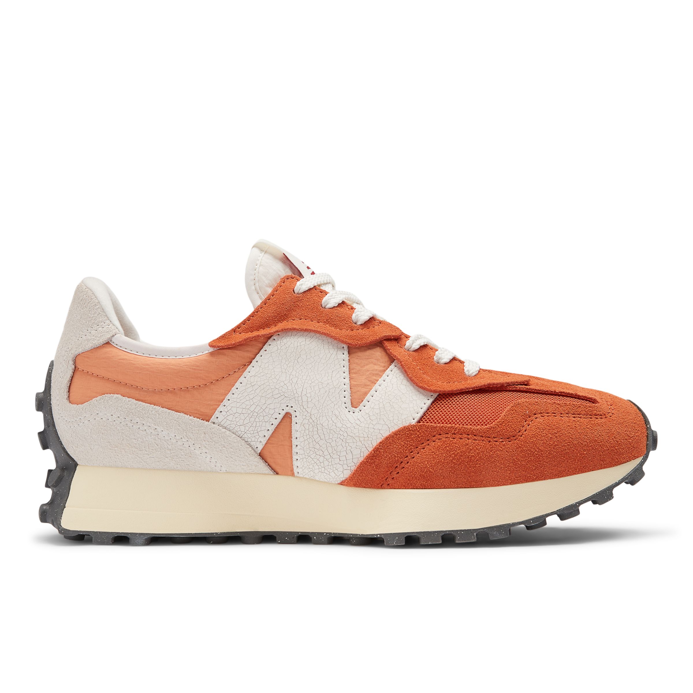 New Balance Unisex 327 in Orange/Brown Suede/Mesh, size 8.5