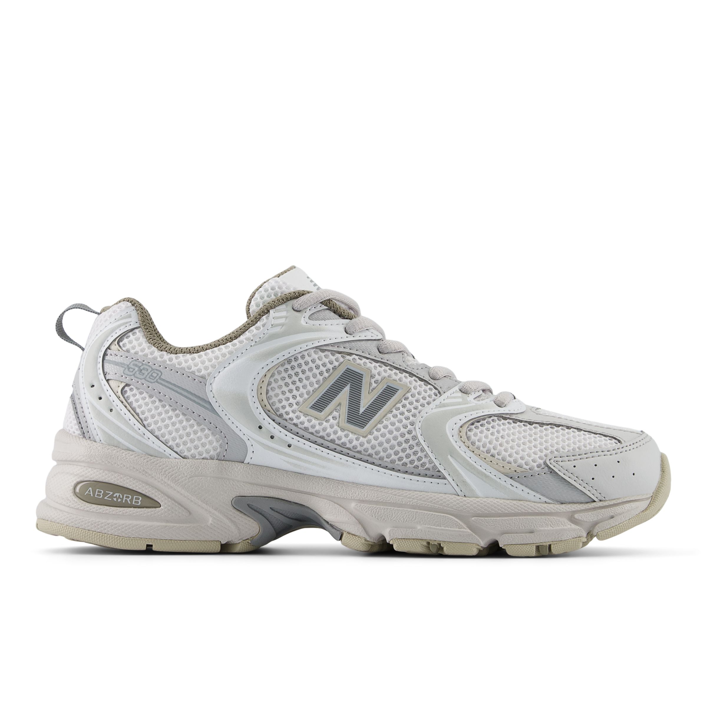 New Balance Unisex 530 in Grey/Beige Synthetic, size 3.5