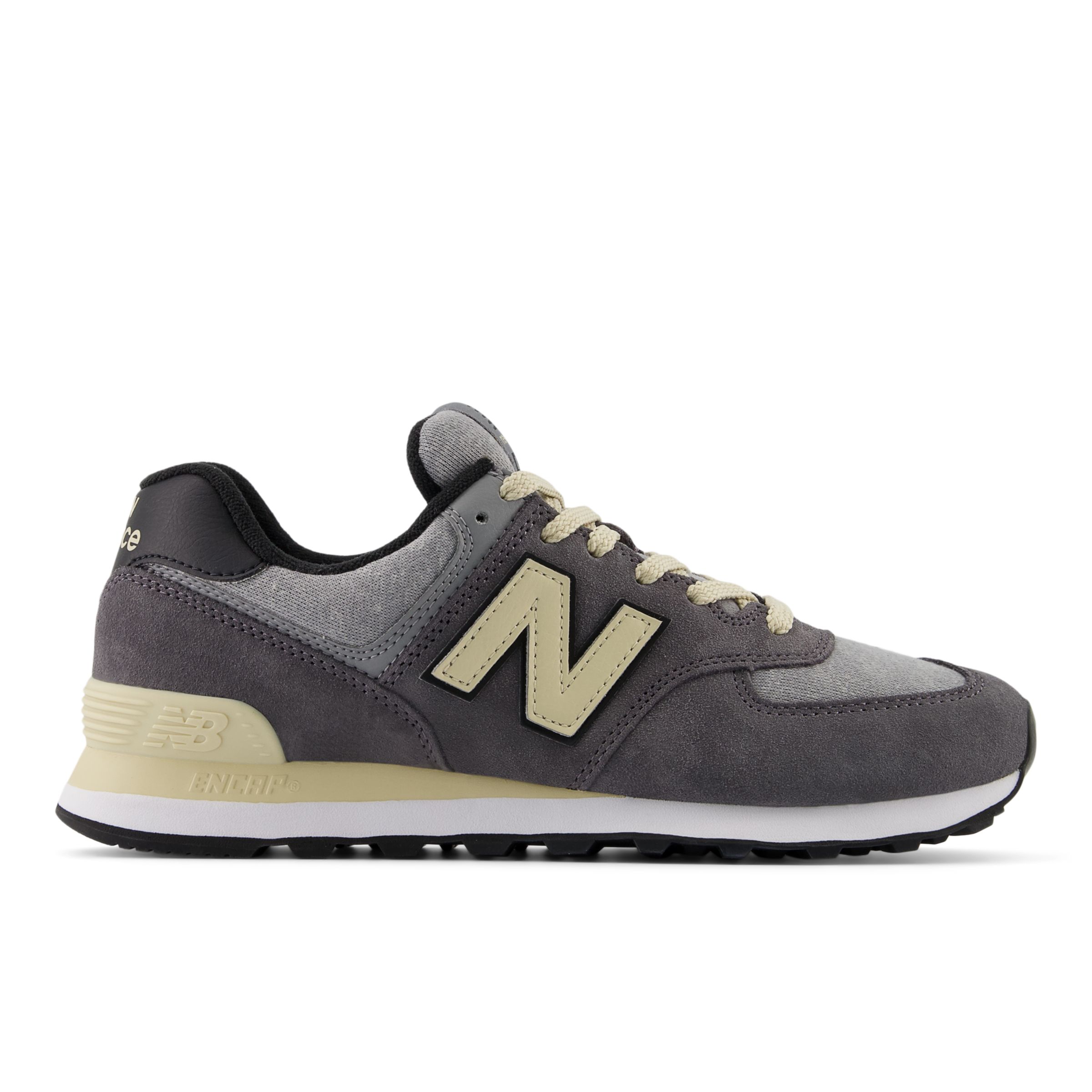 New Balance Unisex 574 in Grey/Beige Suede/Mesh, size 5