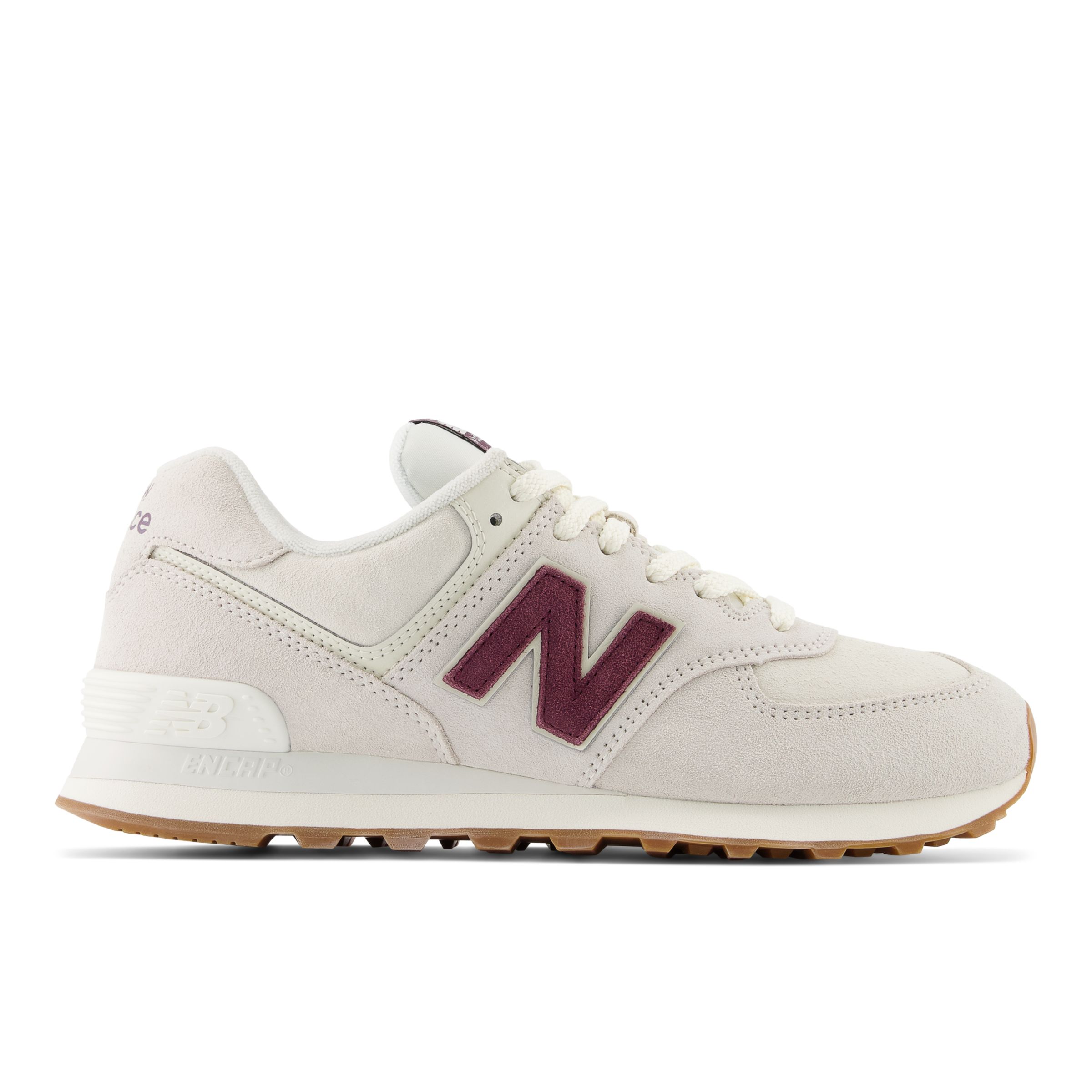 New Balance Unisex 574 in White/Red Suede/Mesh, size 8.5