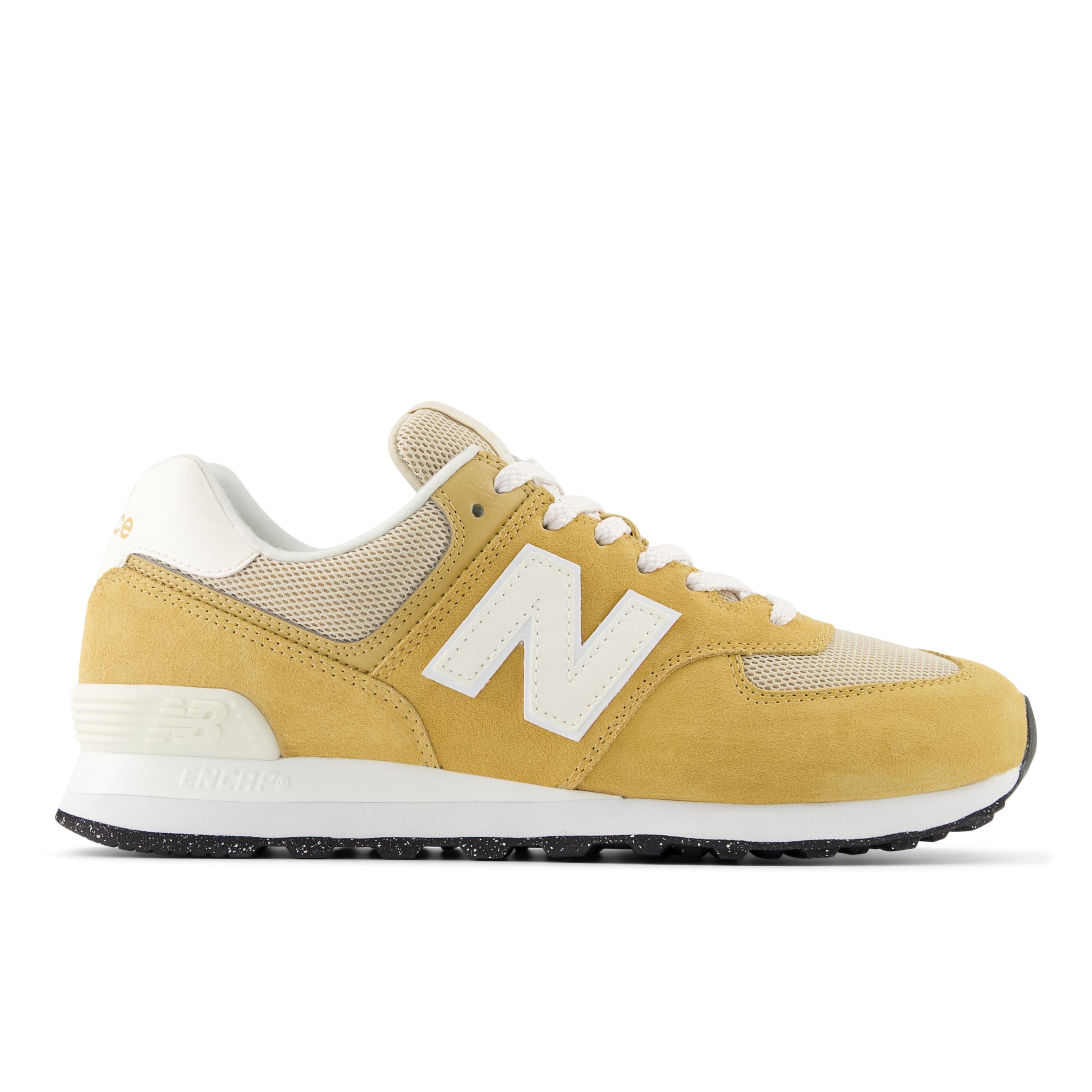 New Balance Unisex 574 in Brown/White Suede/Mesh, size 6.5