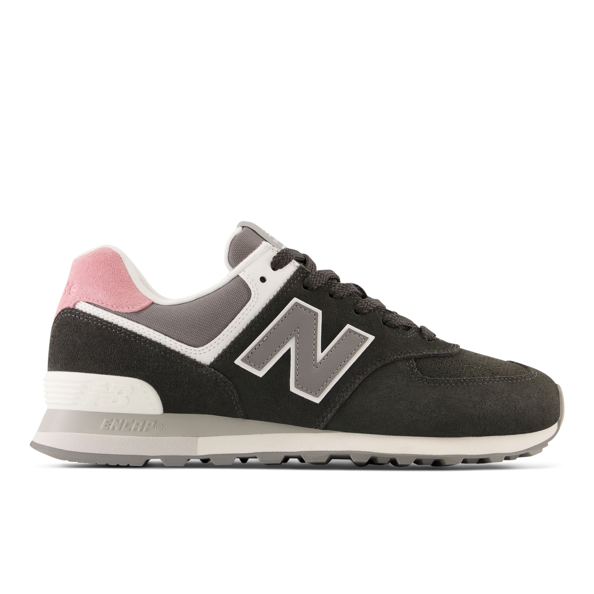 New Balance Unisexe 574 en Noir/Rose, Suede/Mesh, Taille 37.5 Large