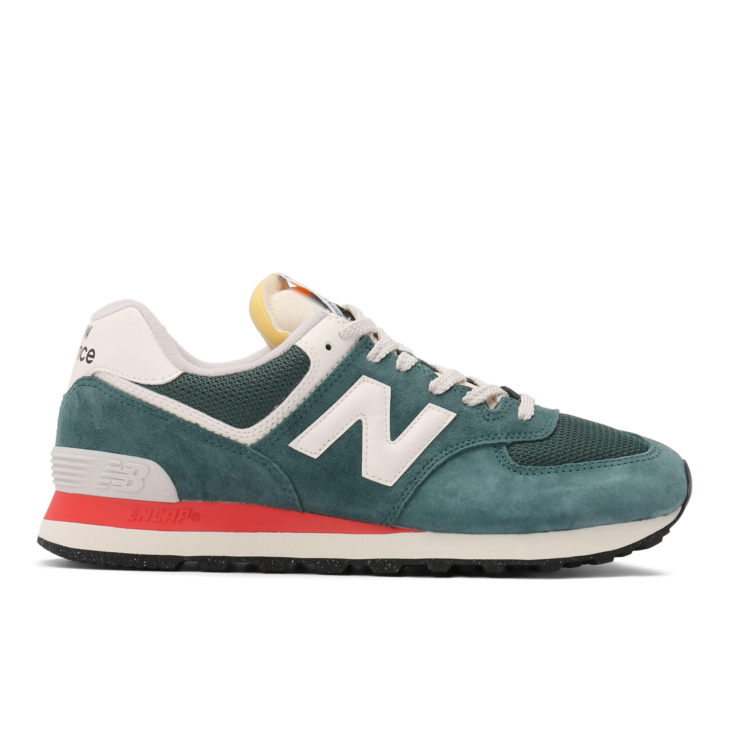 New Balance Unisex 574 in Green/White Suede/Mesh, size 10.5