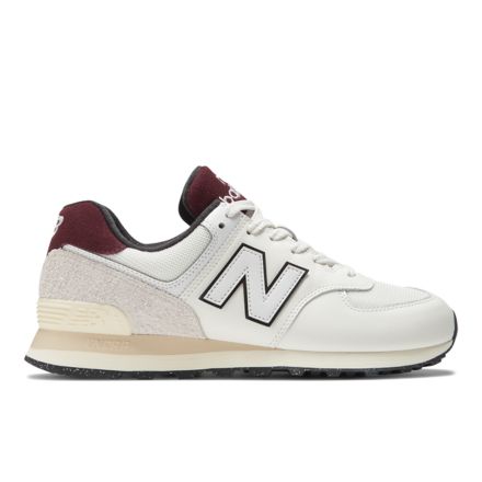 Unisex 574 Sneakers | White With Burgundy - New Balance