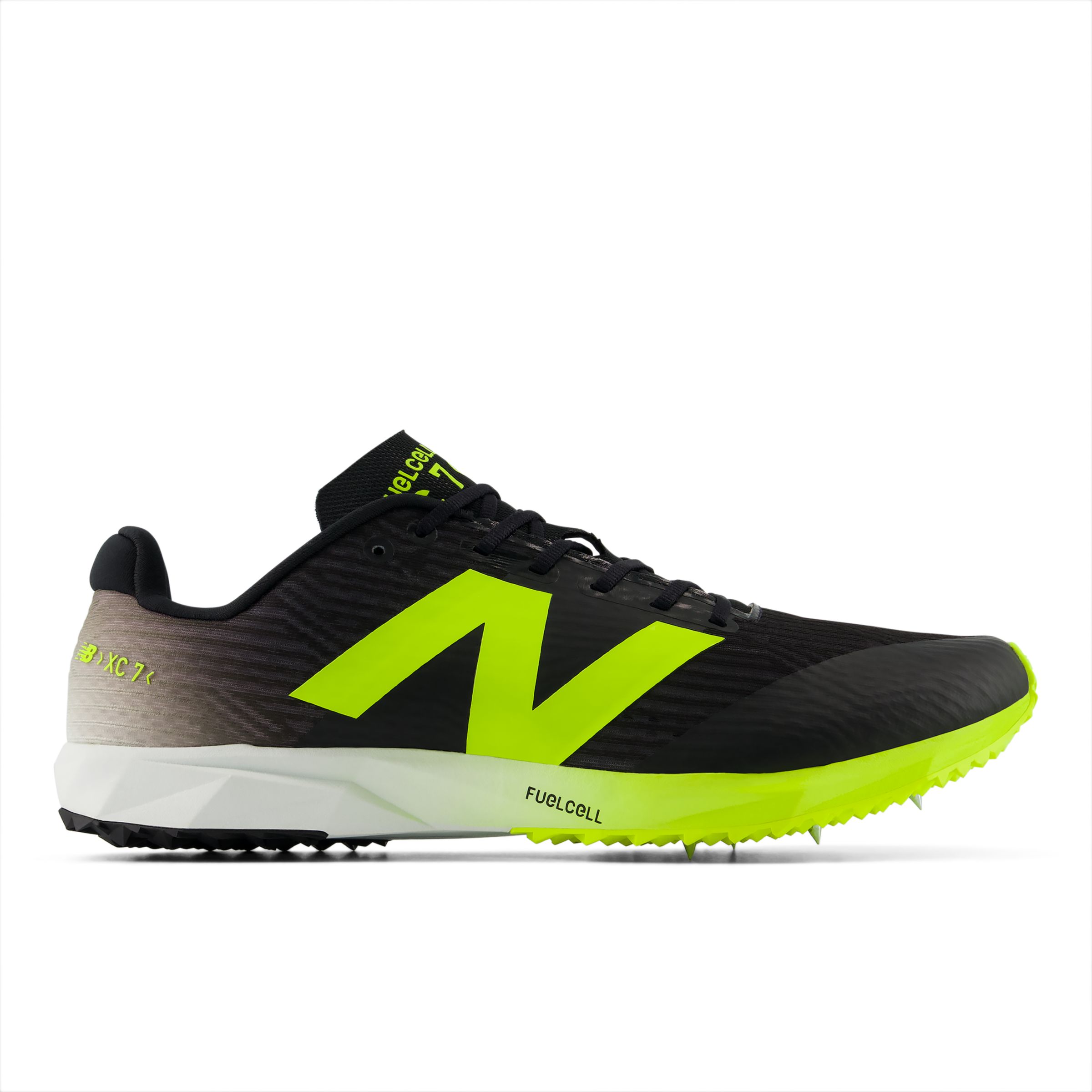 New Balance Unisex FuelCell XC7 v5 Running Shoes - Black/Green (Size 5)