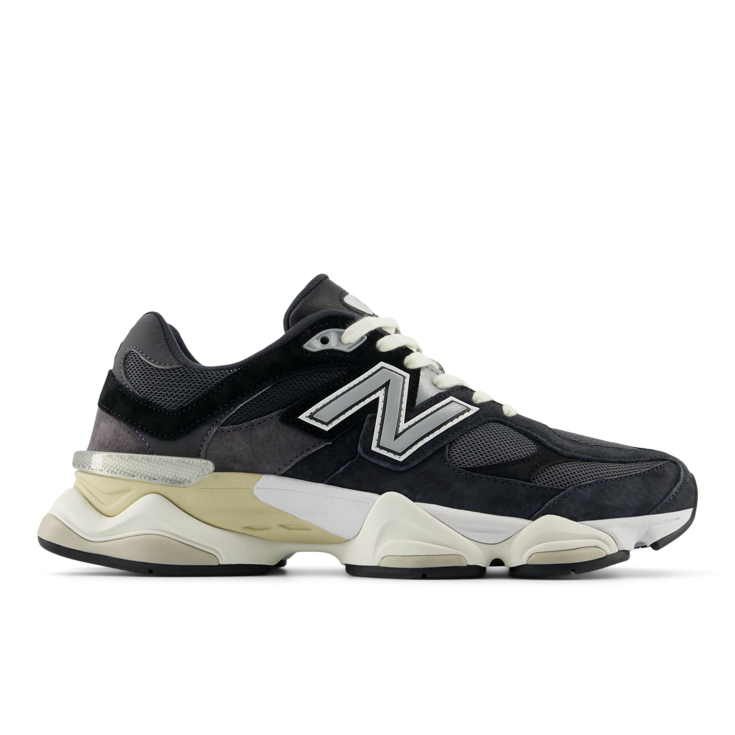 New Balance Unisex 9060 in Black/Grey Suede/Mesh, size 6.5