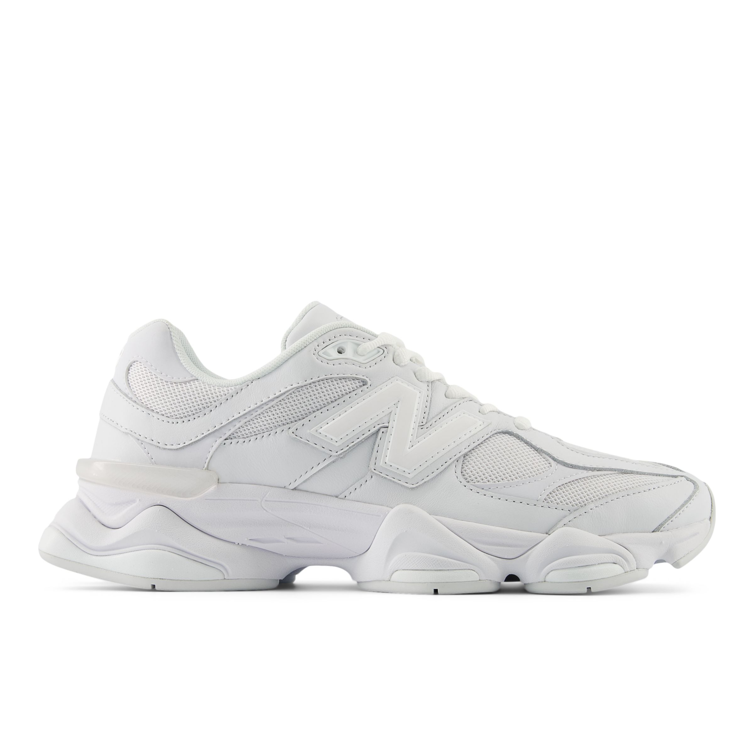 New Balance Unisex 9060 in White Leather, size 9.5