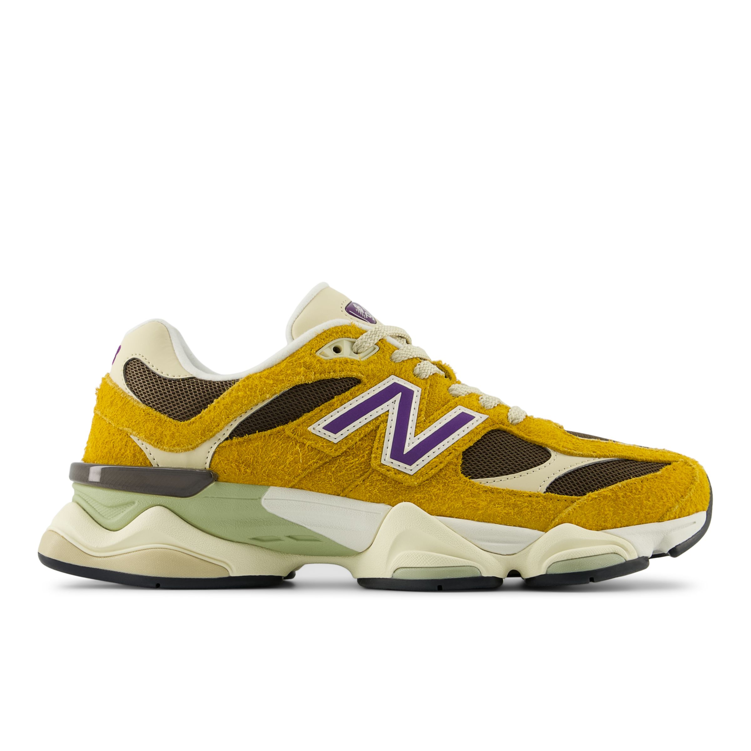 New Balance Unisex 9060 in Brown/Purple/Green Suede/Mesh, size 4.5