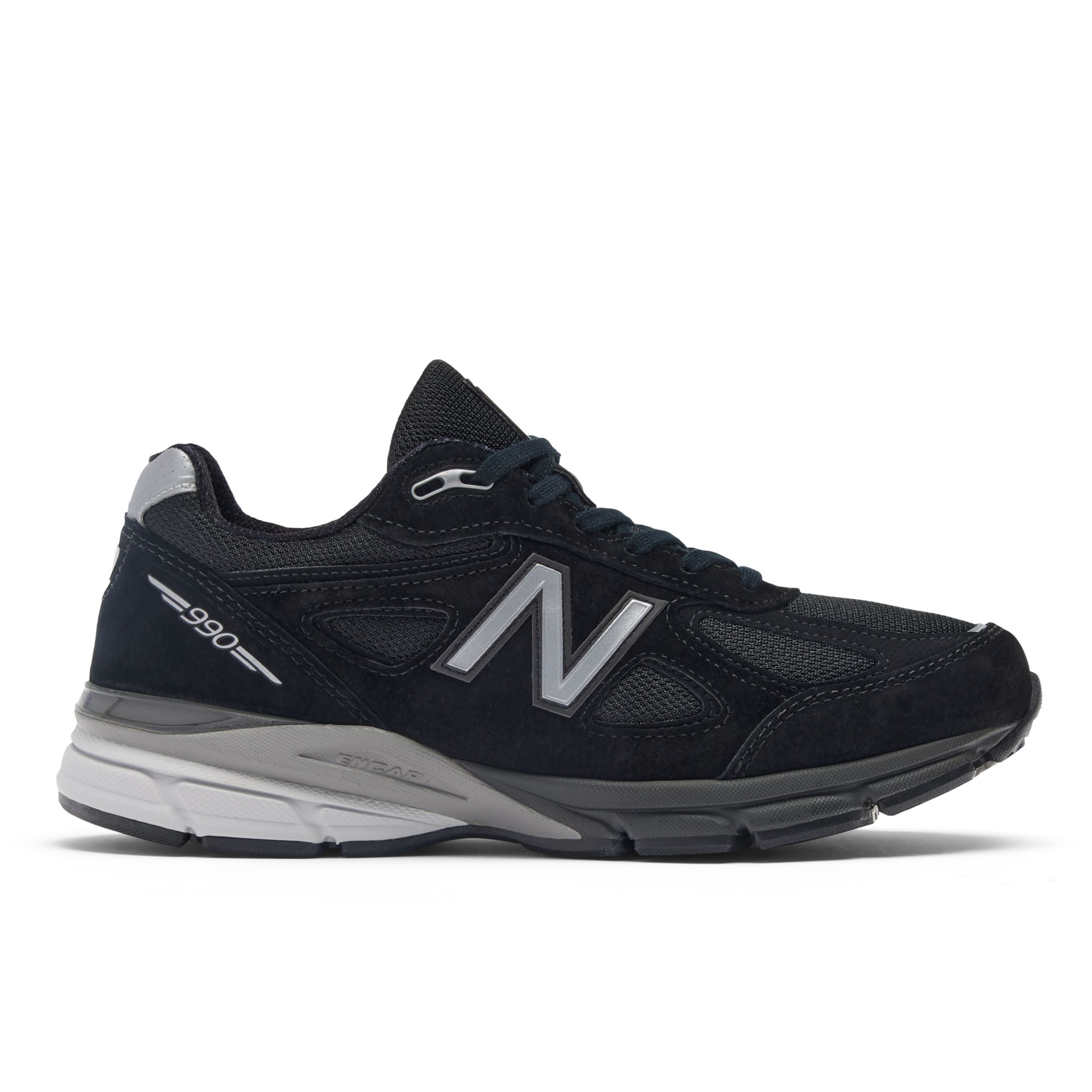 New Balance Unisex Made in USA 990v4 in Black/Grey Leather, size 8