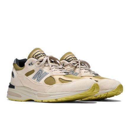 Made in UK 991v2 Neo Synthesis, Silver Birch with Amber Green with Silver Fern with Silver, U991PW2