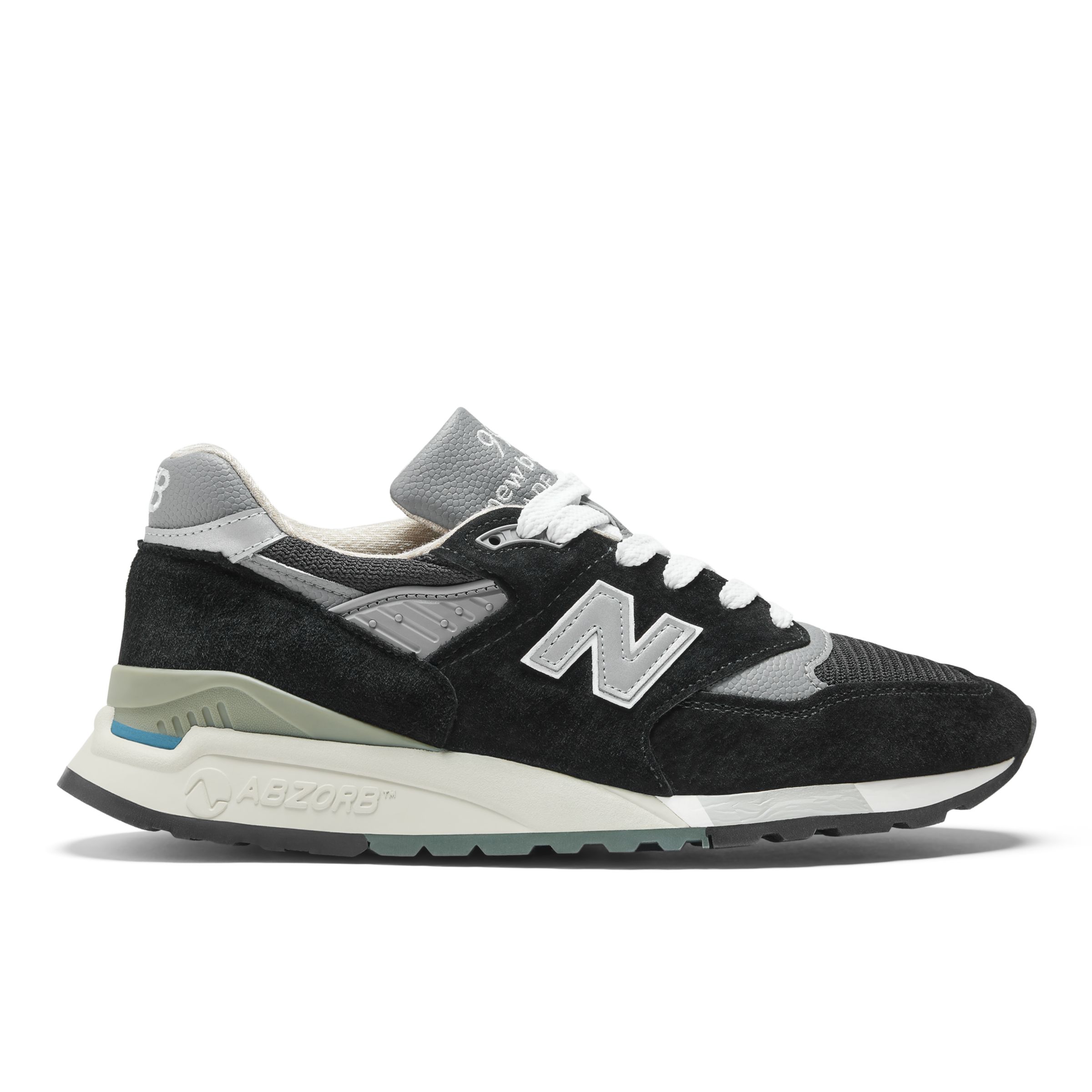 New Balance Unisex Made in USA 998 in Black/Grey Leather, size 10.5