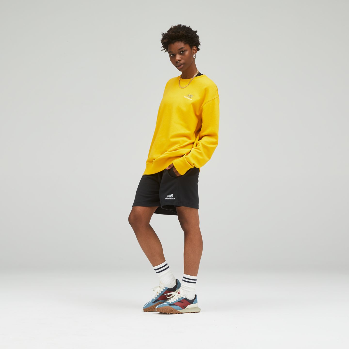Мужские шорты New Balance Uni-ssentials French Terry Short, цвет: Чёрный — фото 7